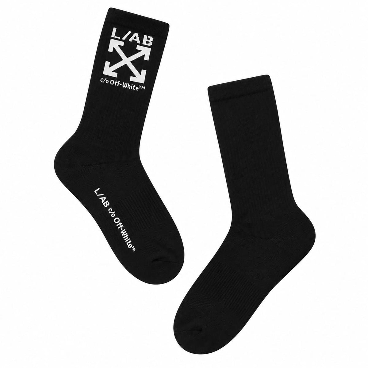 Lab Off-White Clamp Arrows Mid Calf Crew Socks 3 Pack (Black)