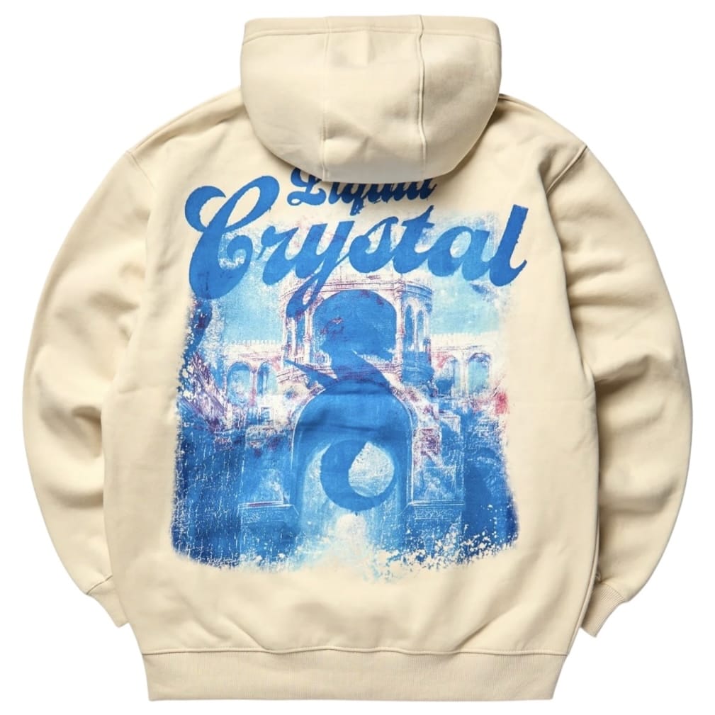 Liquid Crystals Rhinestone Seahorse Zip Up Hoodie (Bone) 8643H