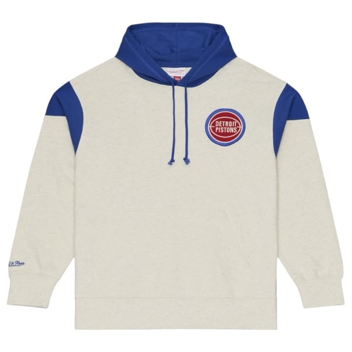 Mitchell & Ness Detroit Pistons Retro Roots French Terry Hoodie (Cream/Blue)