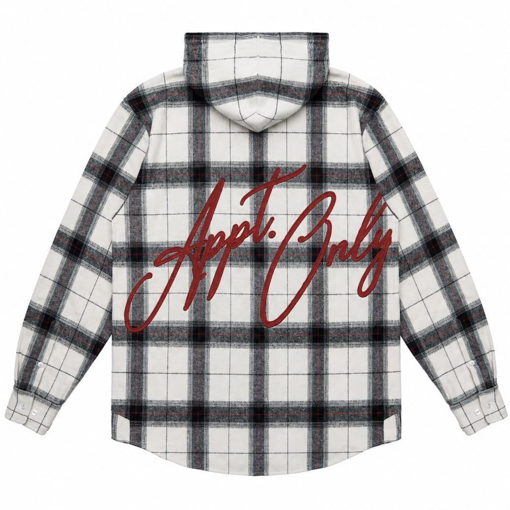 By Appointment Only Tensions Embroidered Hooded Flannel (Cream/Black)