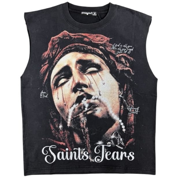Foreign Brand Young Saint Pearl Tank Top Tee (Black)