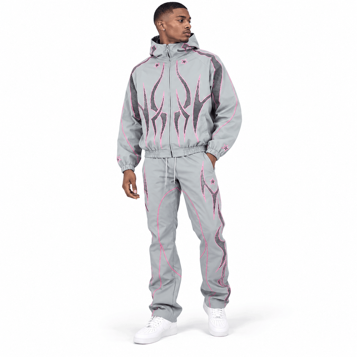 R3bel Denim Hooded Windbreaker Set (Grey) 3163-835