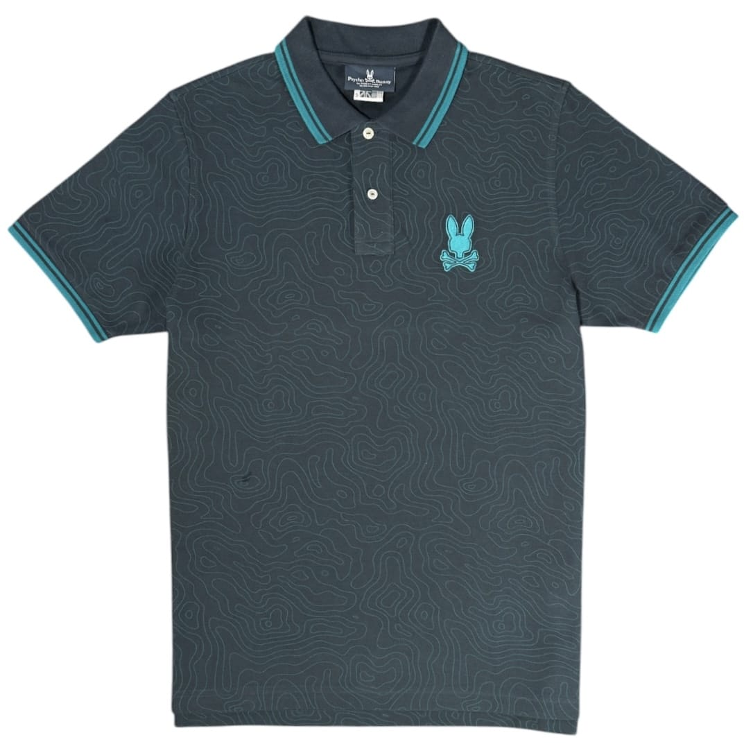 Psycho Bunny Dixon Printed SS Polo (Navy) B6K401R1PC
