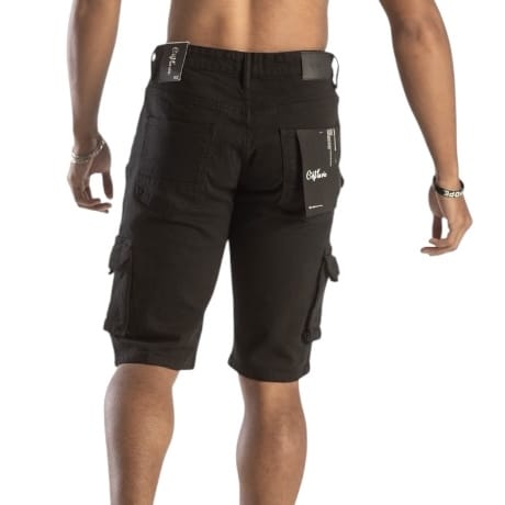 Cest La Vie Washed Twill Multi Pocket Cargo Short (Jet Black)