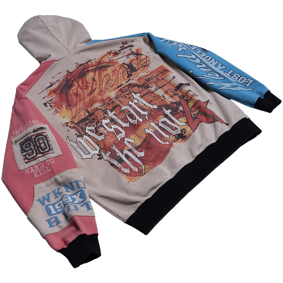 Wknd Riot Built 2 Last Zip Up Hoodie (Cream/Multi)