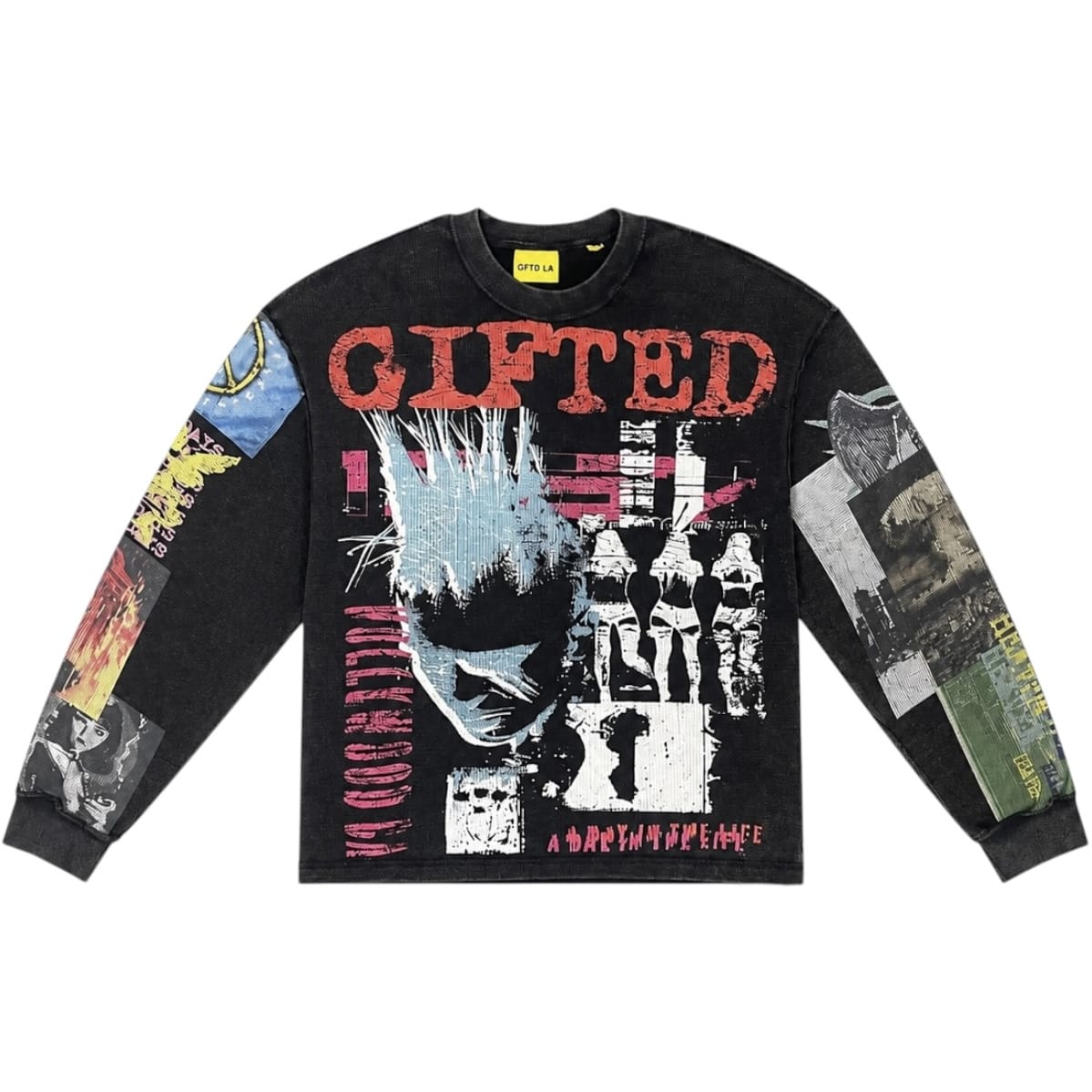GFTD La Riots In America Crewneck Long Sleeve Tee (Black)