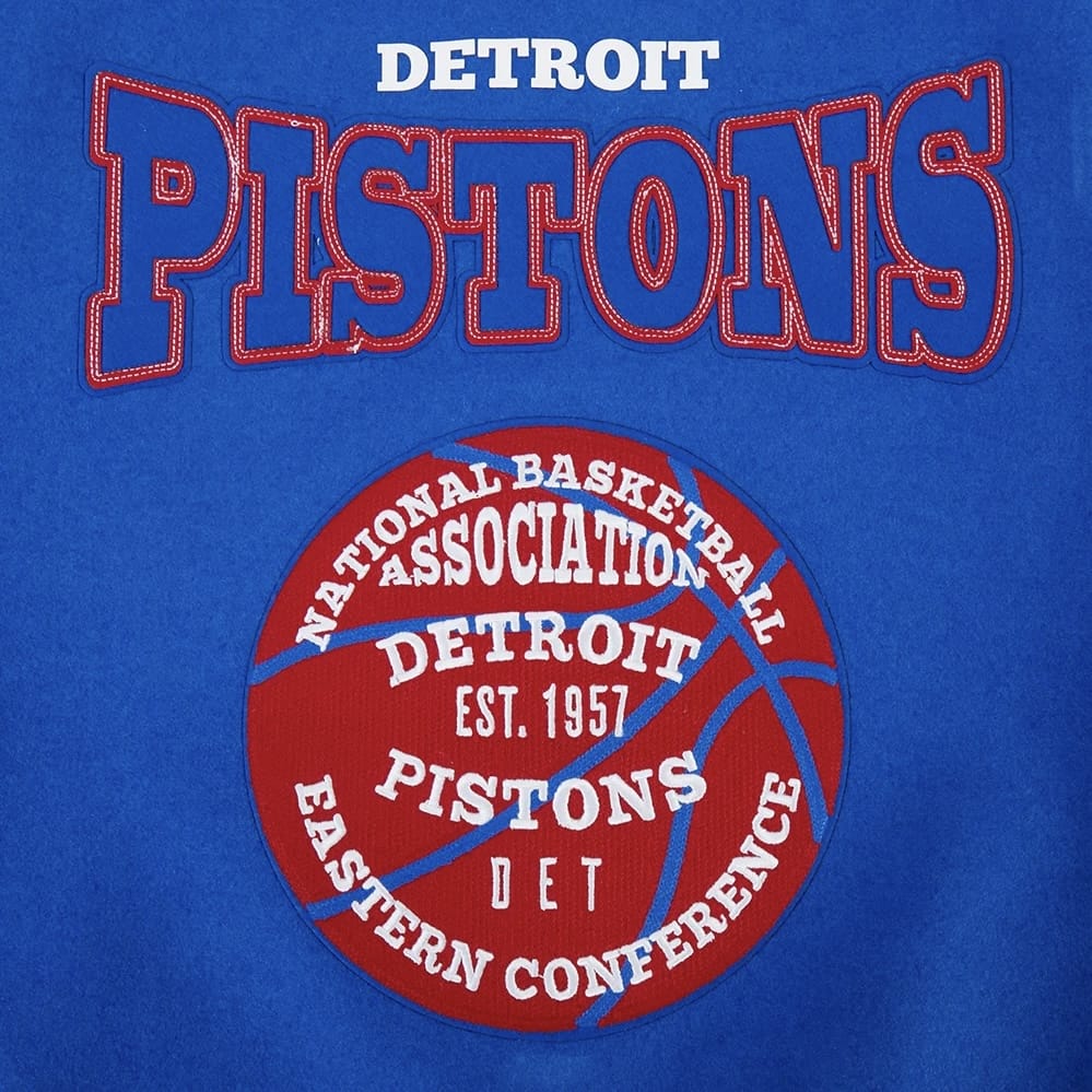 Pro Standard Detroit Pistons Day One Rib Wool Varsity Jacket (Royal/Red)