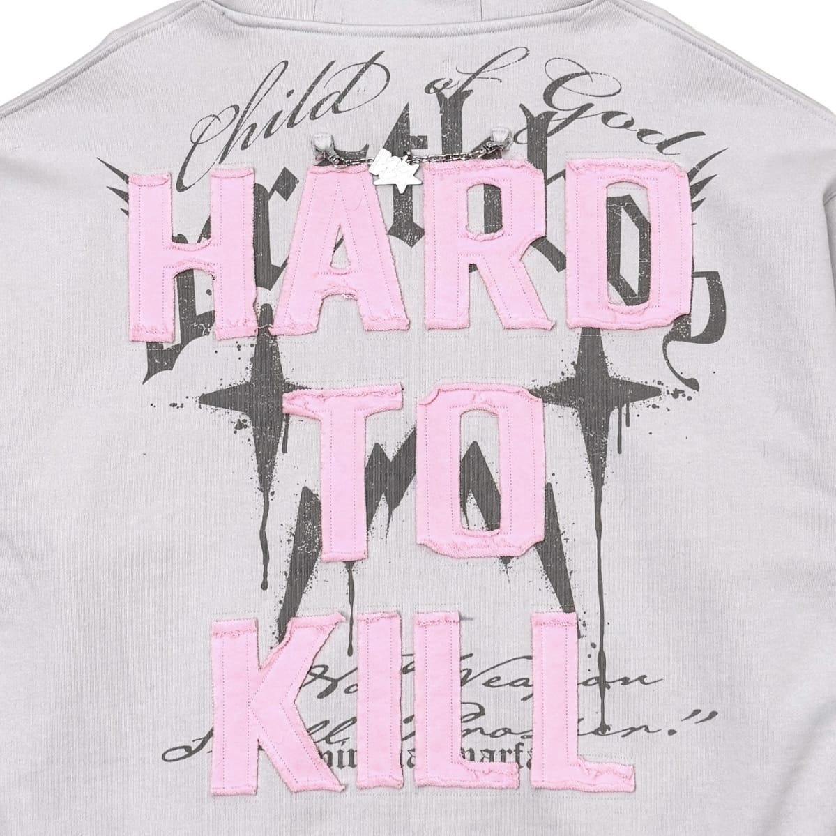 Wrathboy Hard To Kill Hoodie (Light Grey/Pink) WB05-168-PNK