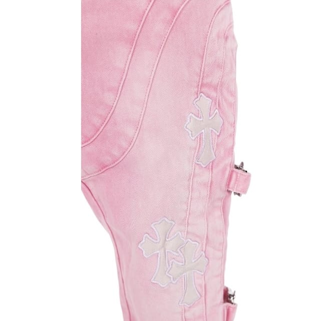 Guapi French Rose Cross Buckle Denim Jean (Rose Pink) 874FRCBD