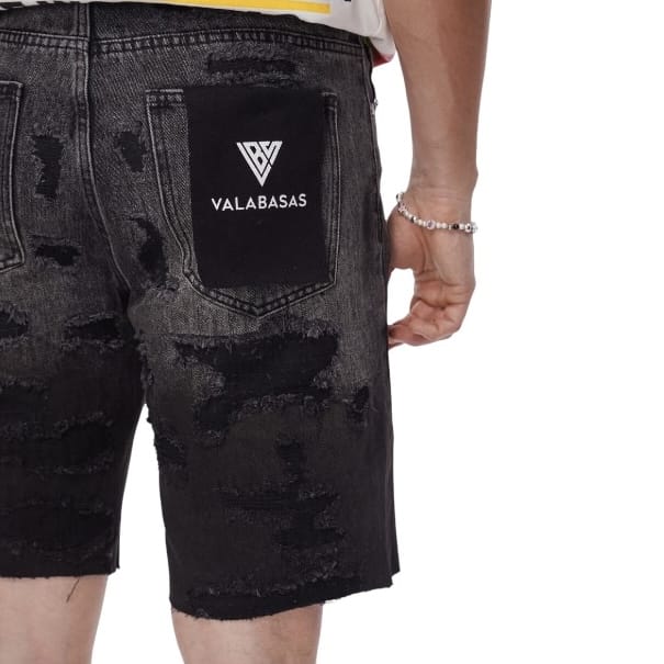 Valabasas Incise Denim Shorts (Grey Wash) VLBS-VSH1-1009