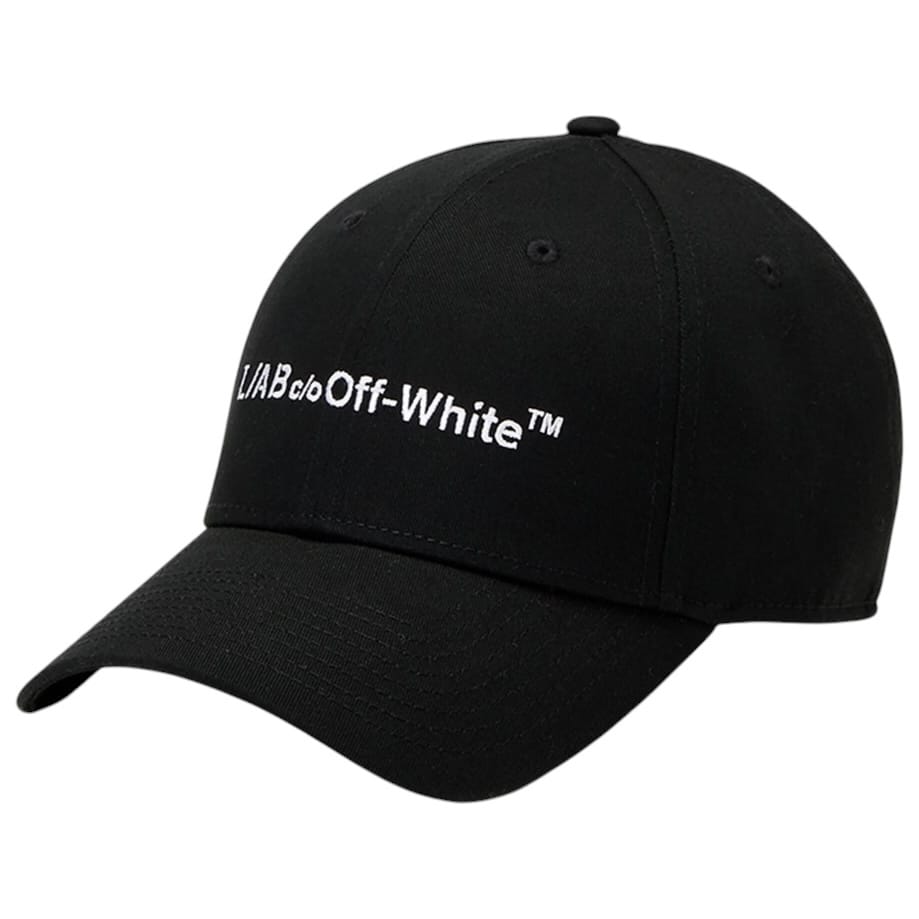 Lab Off-White Horizontal Embroidered Curved Brim Twill Hat (Black)