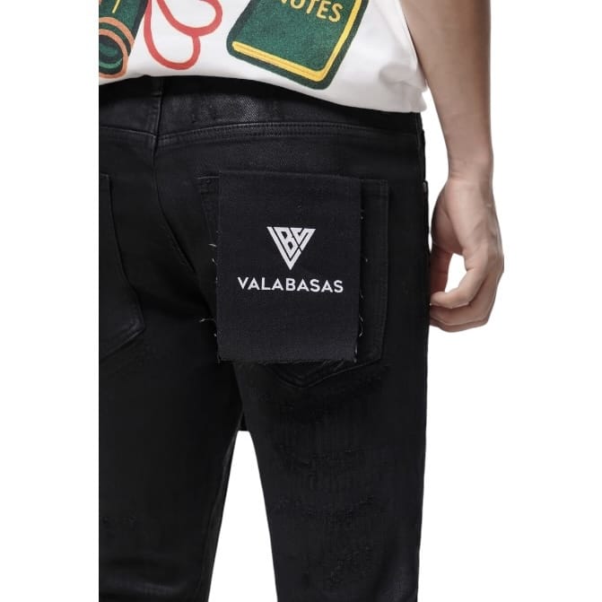Valabasas Wired Stacked Jeans (Black Waxed) VLBS-VJ3-1103