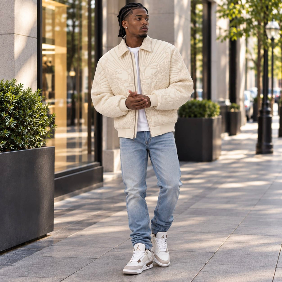 See You In Paradise Skull & Angel Stitched Bomber Jacket (Khaki) 91683