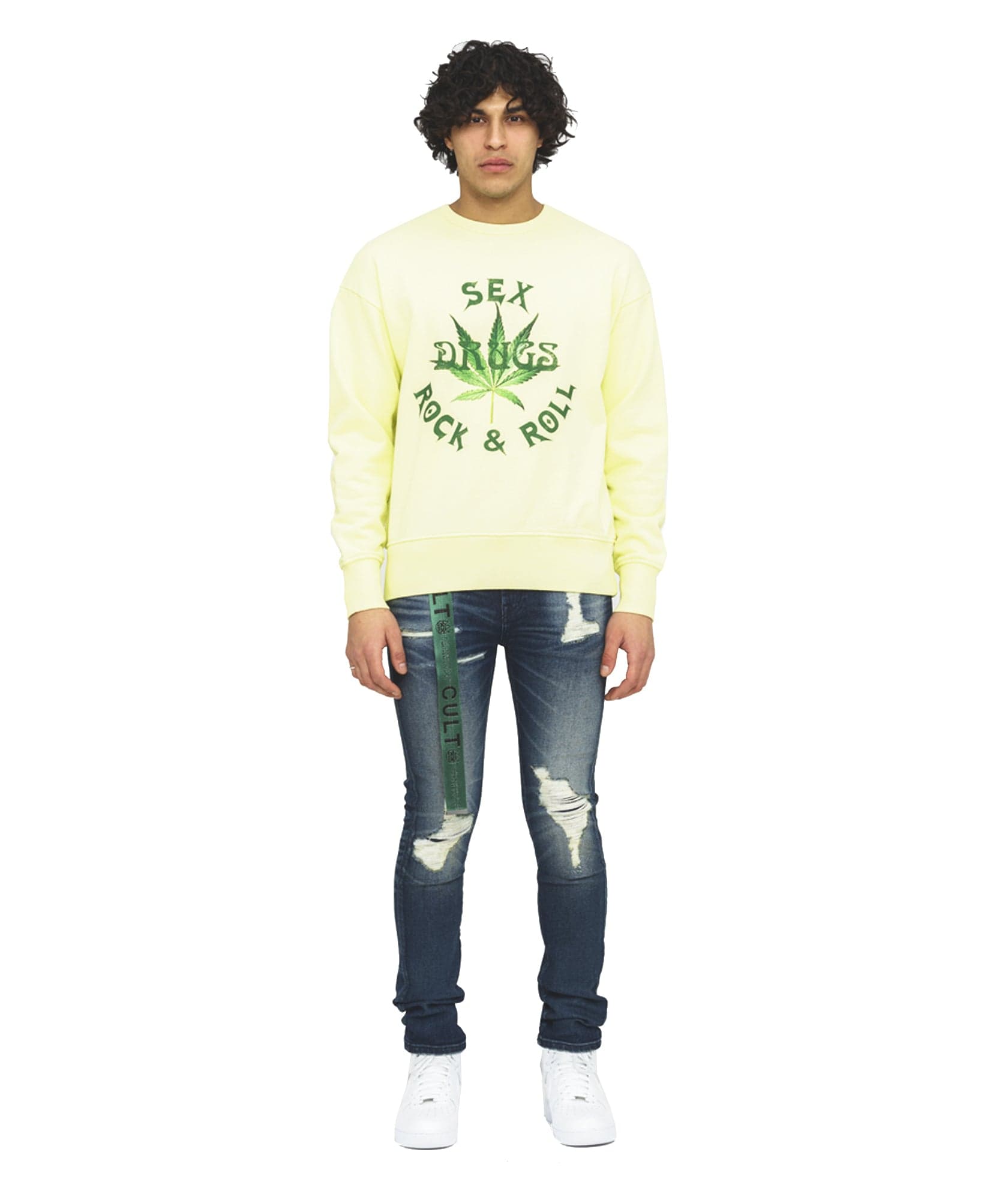 NOVELTY CREW NECK FLEECE IN LEMON