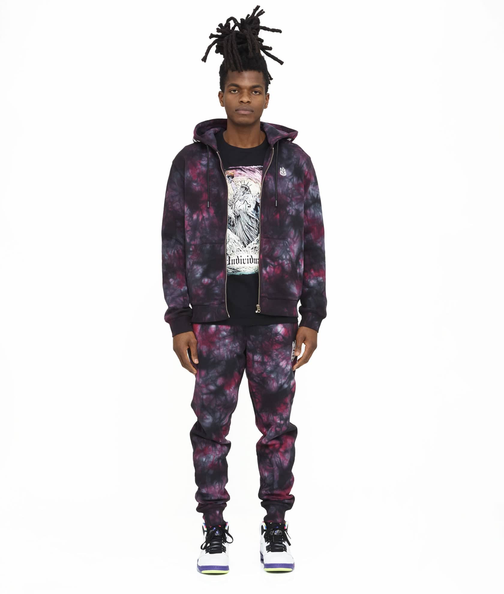 NOVELTY SWEATPANT IN MERLOT TIE DYE