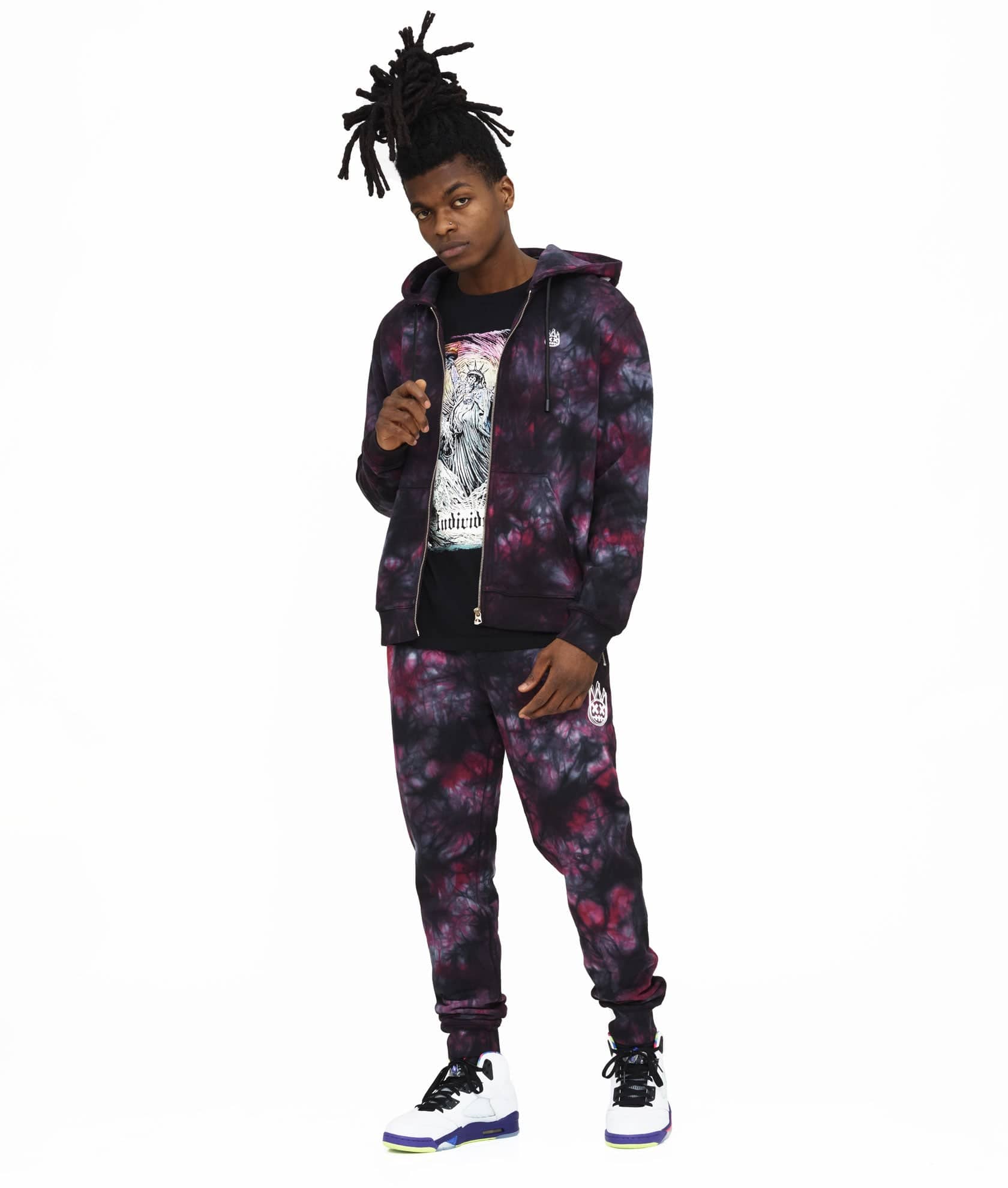 NOVELTY SWEATPANT IN MERLOT TIE DYE