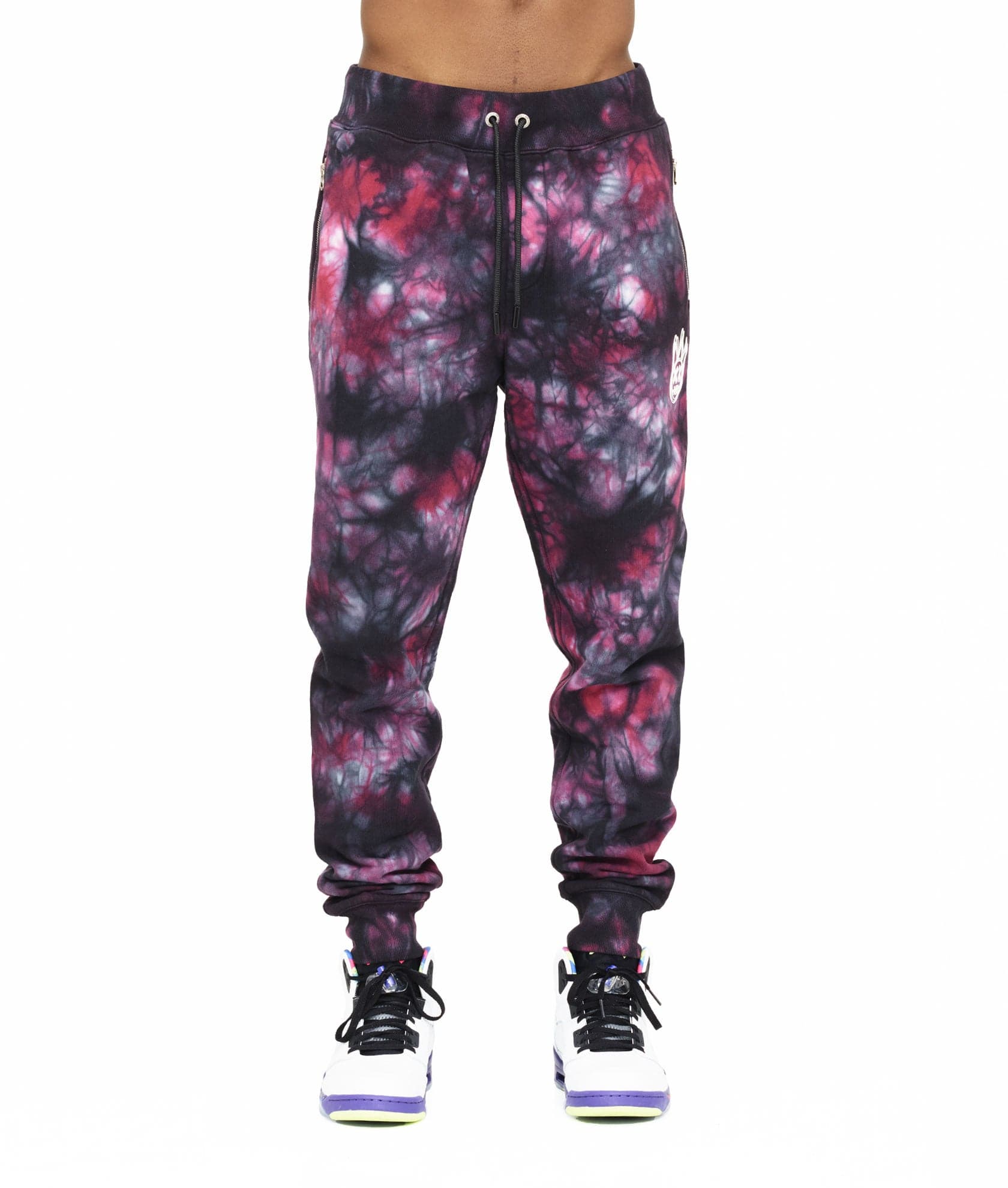 NOVELTY SWEATPANT IN MERLOT TIE DYE