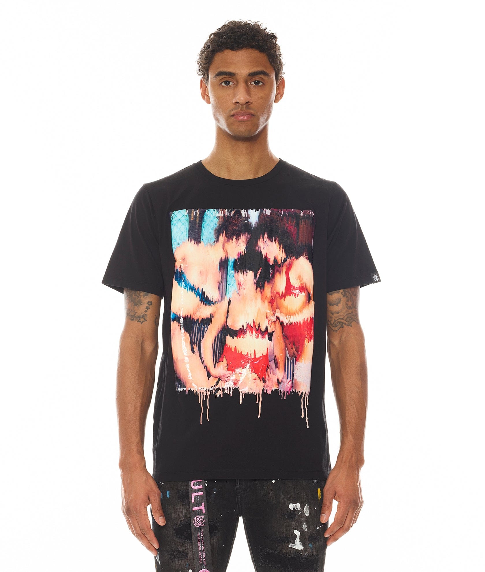 SHORT SLEEVE CREW NECK TEE " S&D ROCK N ROLL" IN BLACK