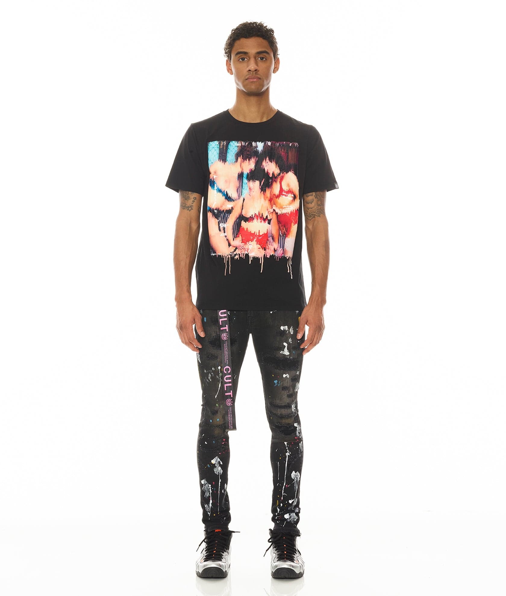 SHORT SLEEVE CREW NECK TEE " S&D ROCK N ROLL" IN BLACK