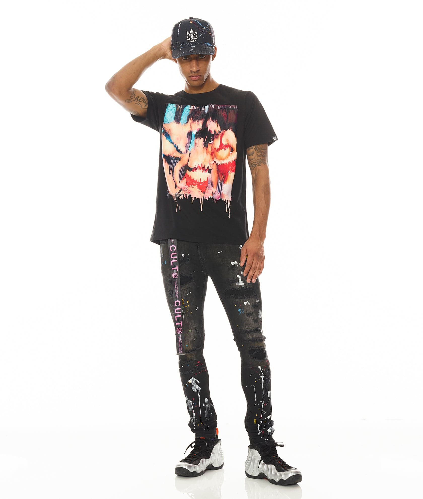 SHORT SLEEVE CREW NECK TEE " S&D ROCK N ROLL" IN BLACK