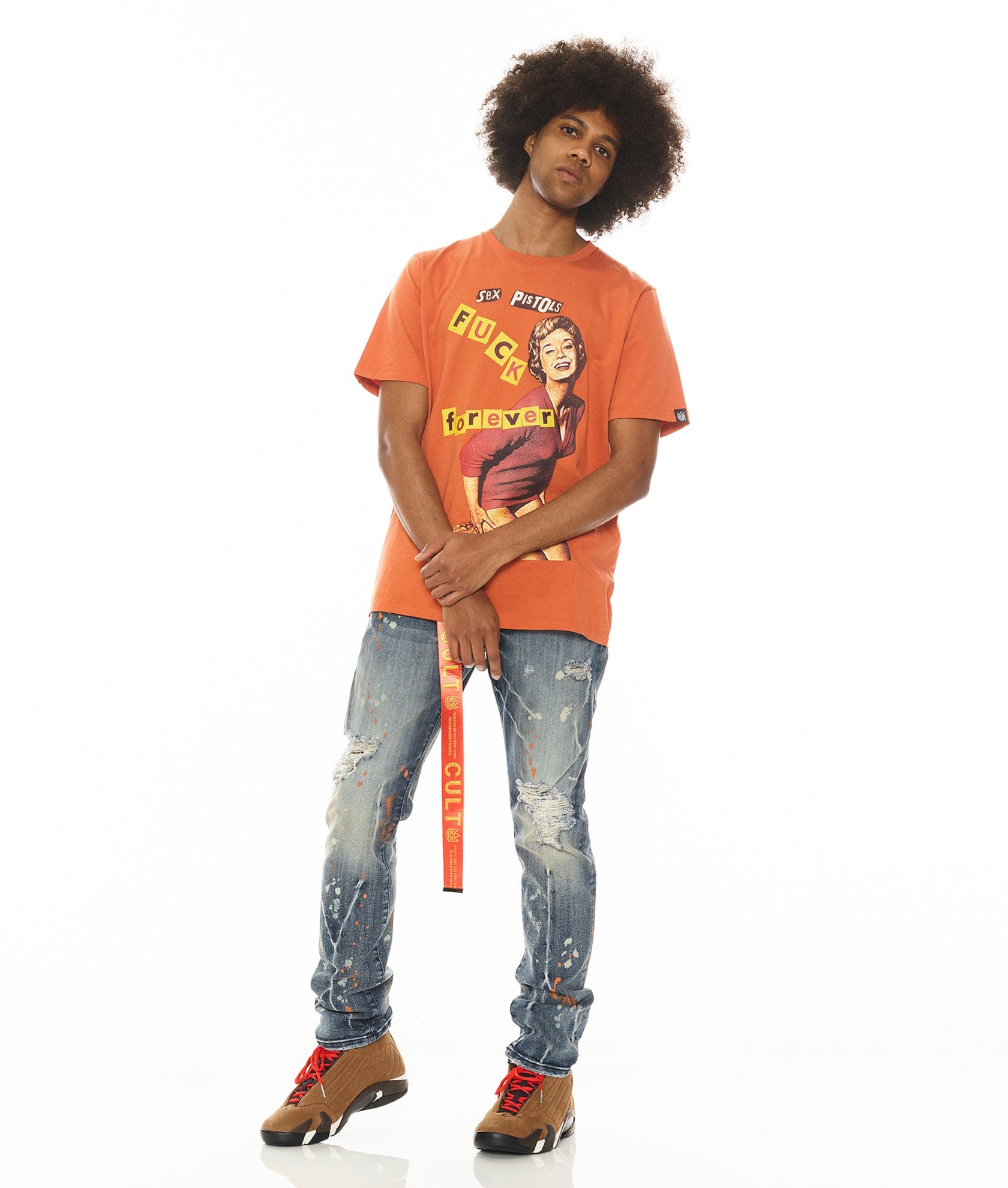 SHORT SLEEVE CREW NECK TEE "F**K FOREVER" "SEX PISTOLS" IN ARABESQUE