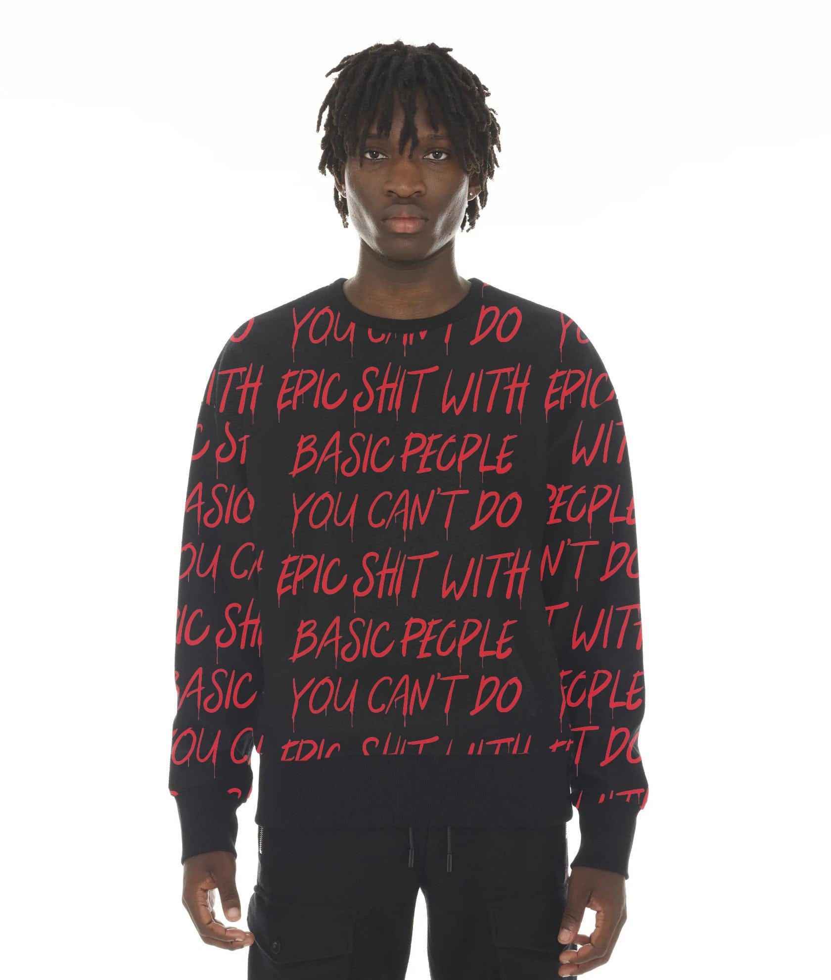 FRENCH TERRY CREWNECK SWEATSHIRT "CANT DO EPIC SHIT" IN BLACK