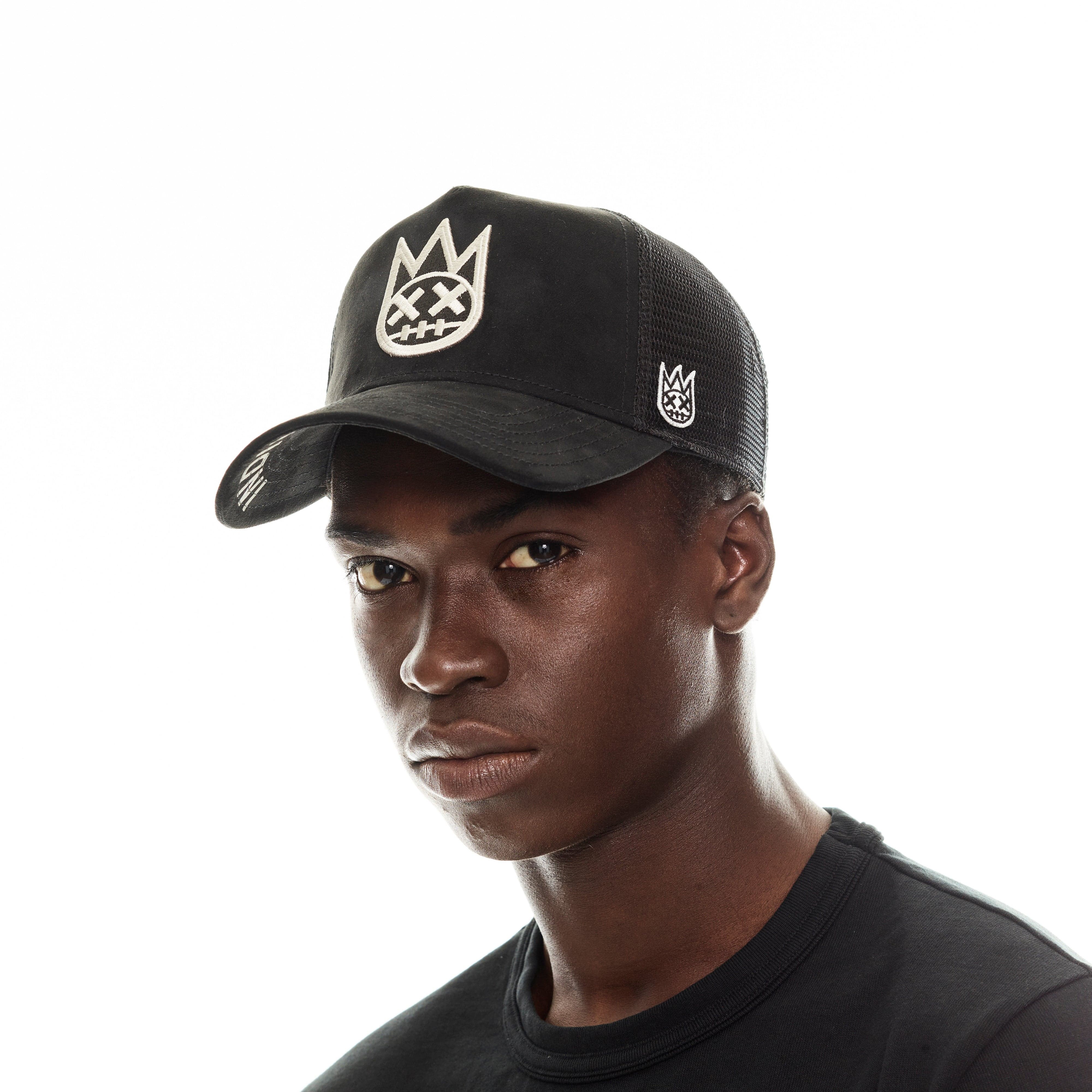 Mesh Back Trucker Hat In Vintage Black Shimuchan Logo