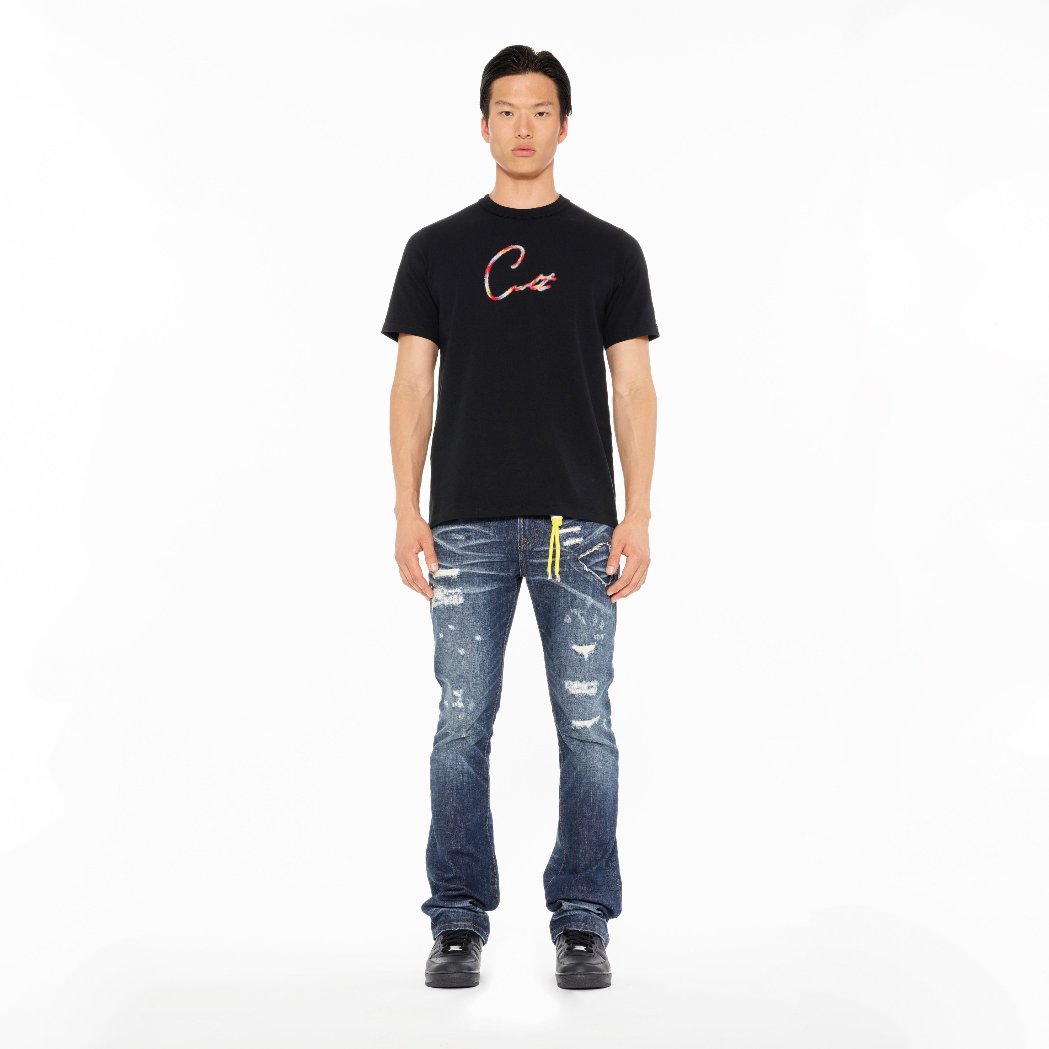Cult's Heavyweight Short Sleeve Crew Neck Tee "Script Logo" in Black
