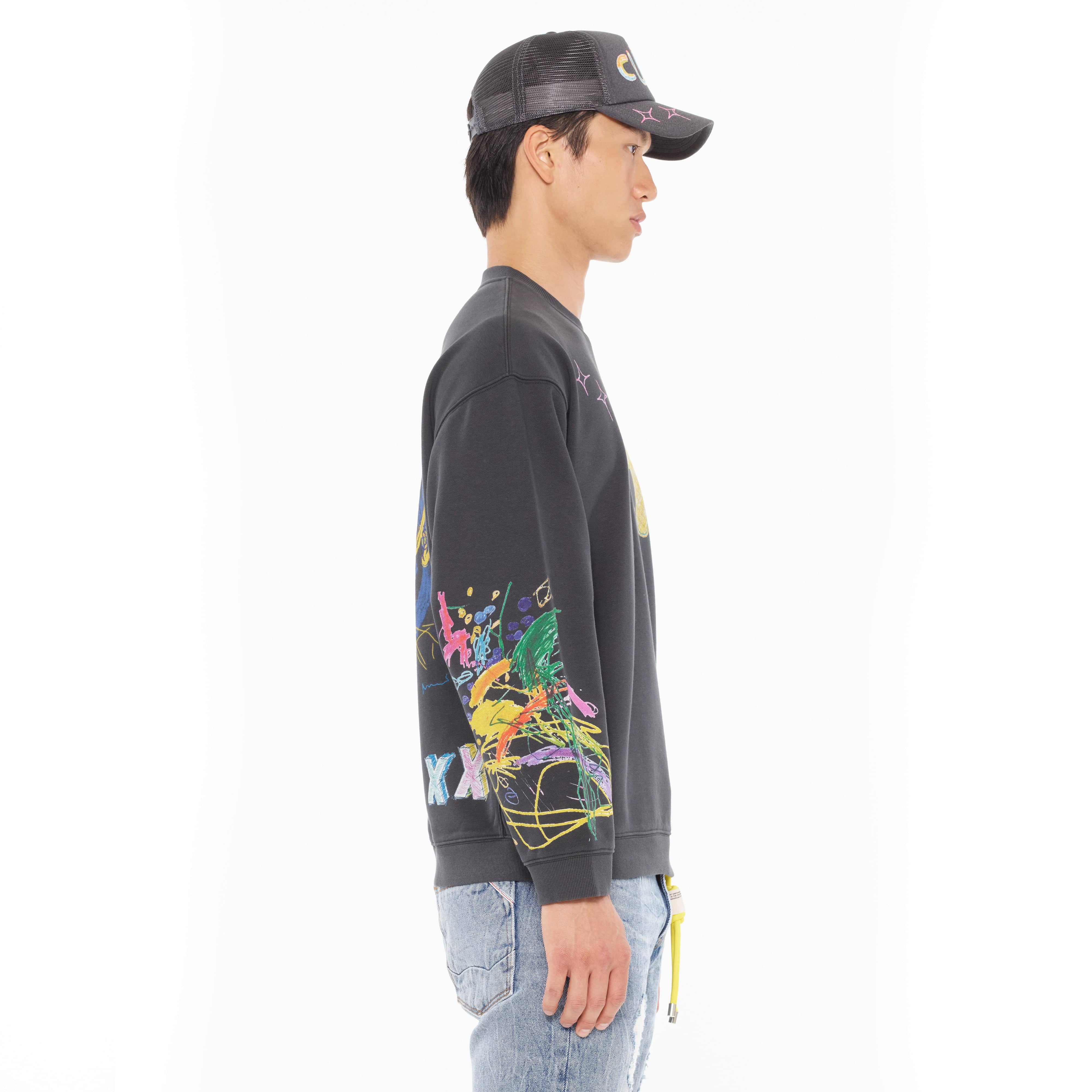 Cult's Novelty Fleece Crew Sweatshirt in Steel