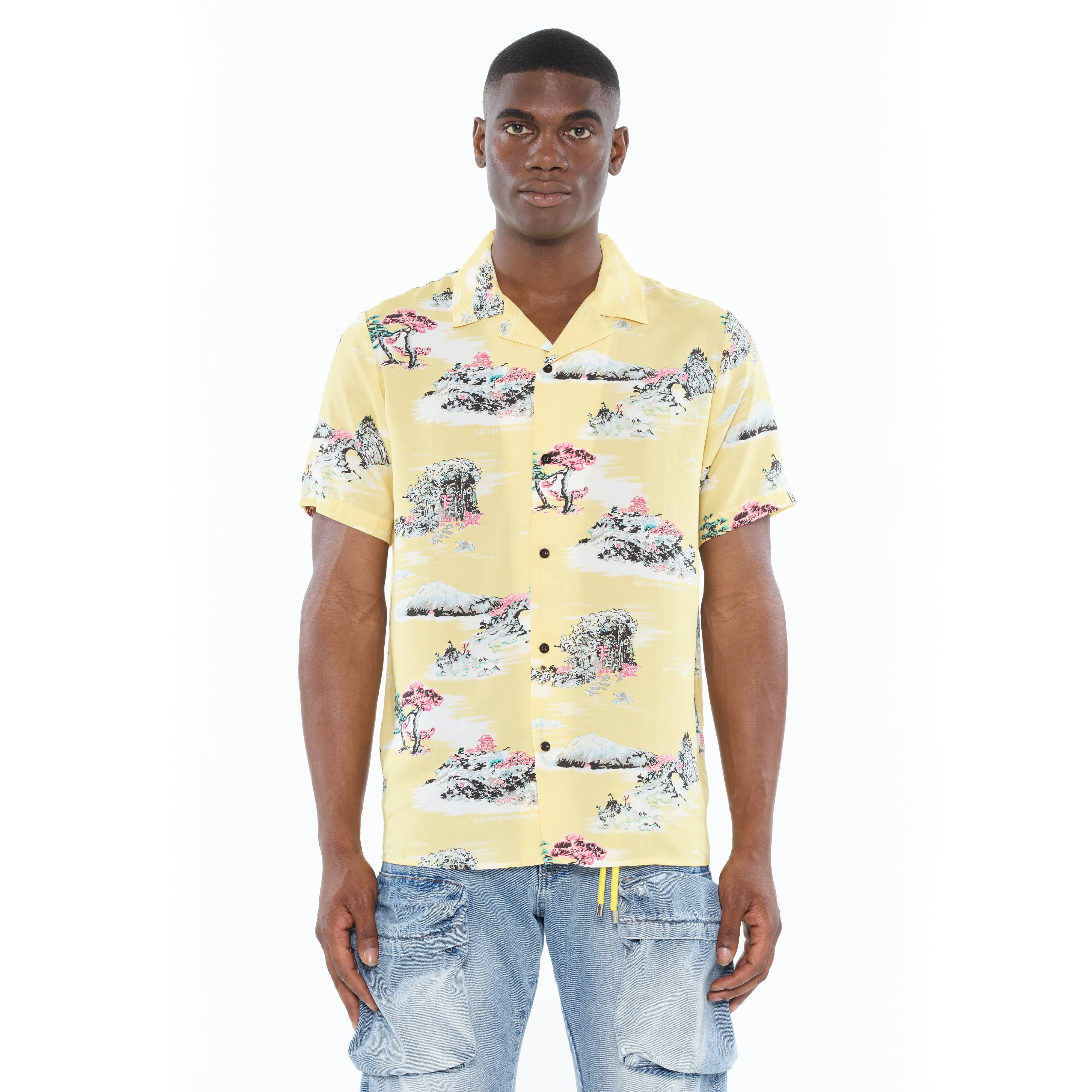 Cult's Cuban Short Sleeve Woven Shirt in Senshi