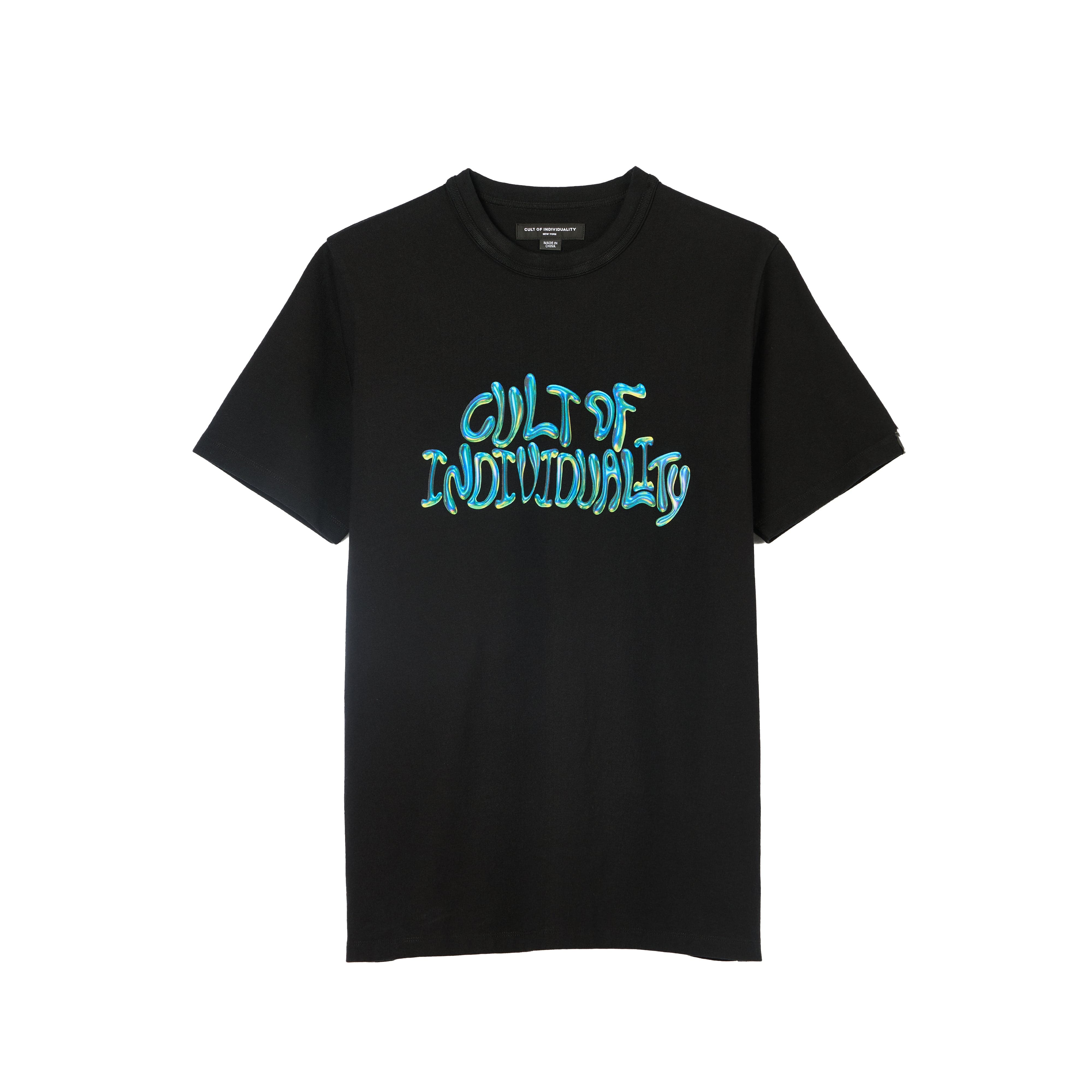 Cult's Heavyweight Short Sleeve Crew Neck Tee "Bubble Logo" in Black