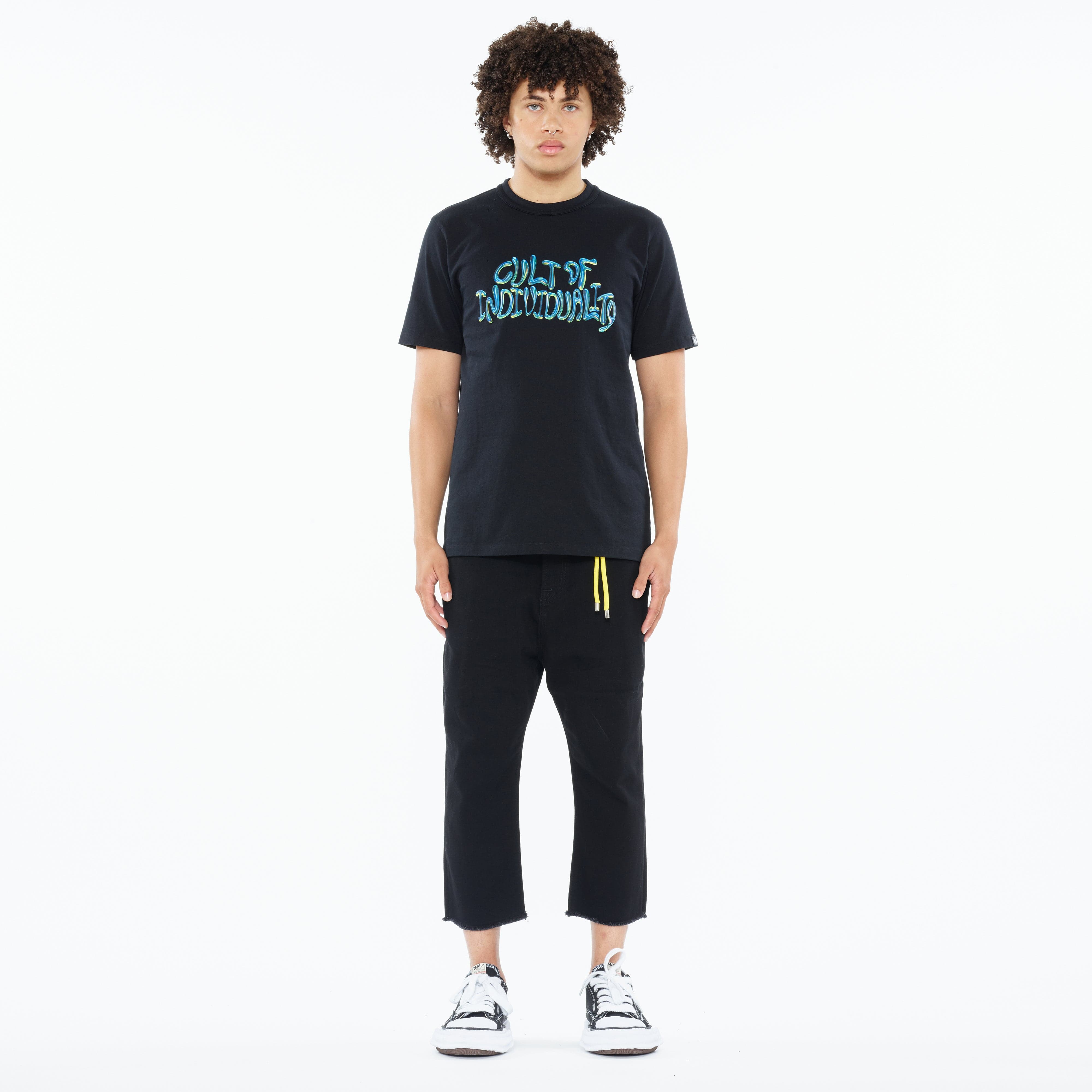 Cult's Heavyweight Short Sleeve Crew Neck Tee "Bubble Logo" in Black