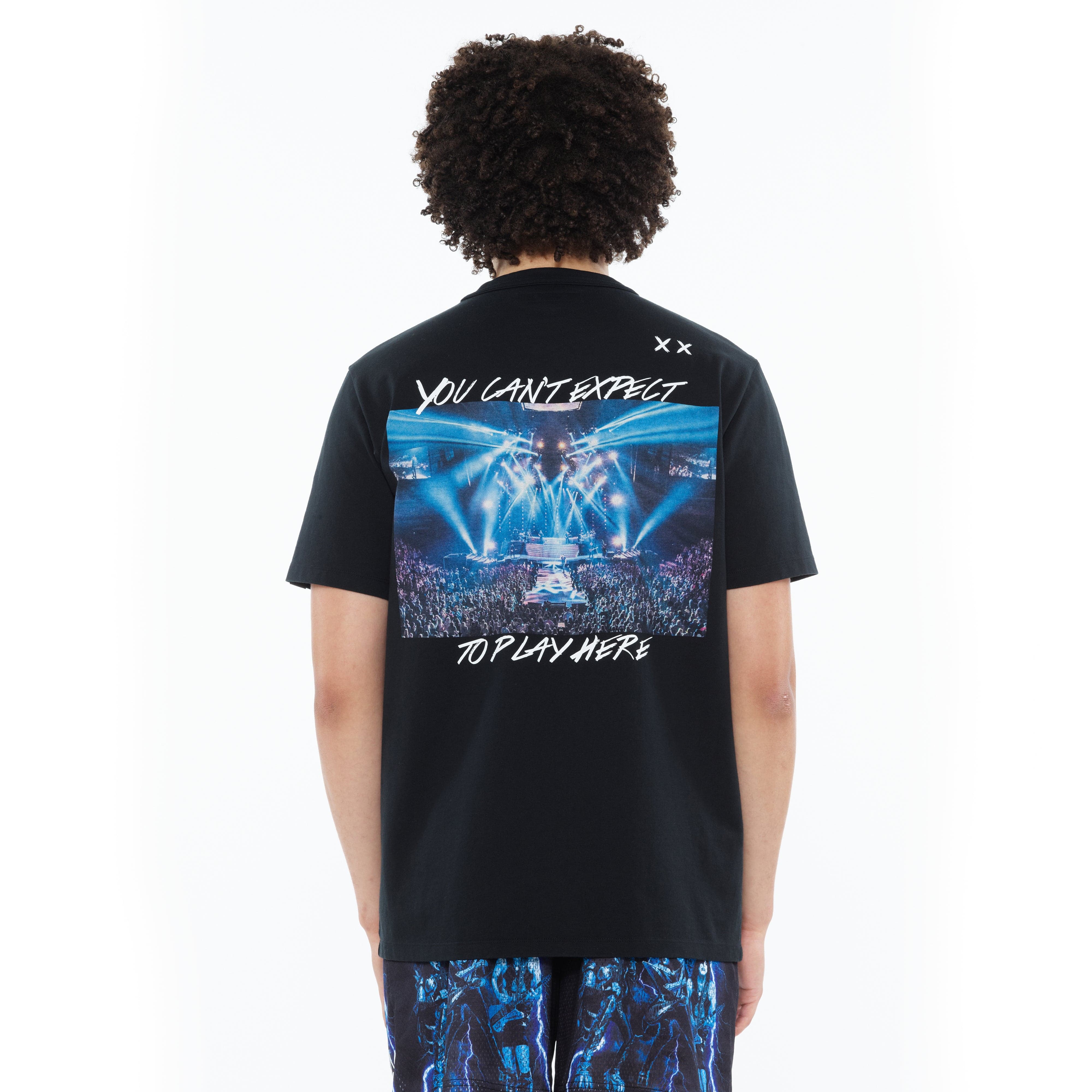 Cult's Heavyweight Short Sleeve Crew Neck Tee "Play Here" in Black