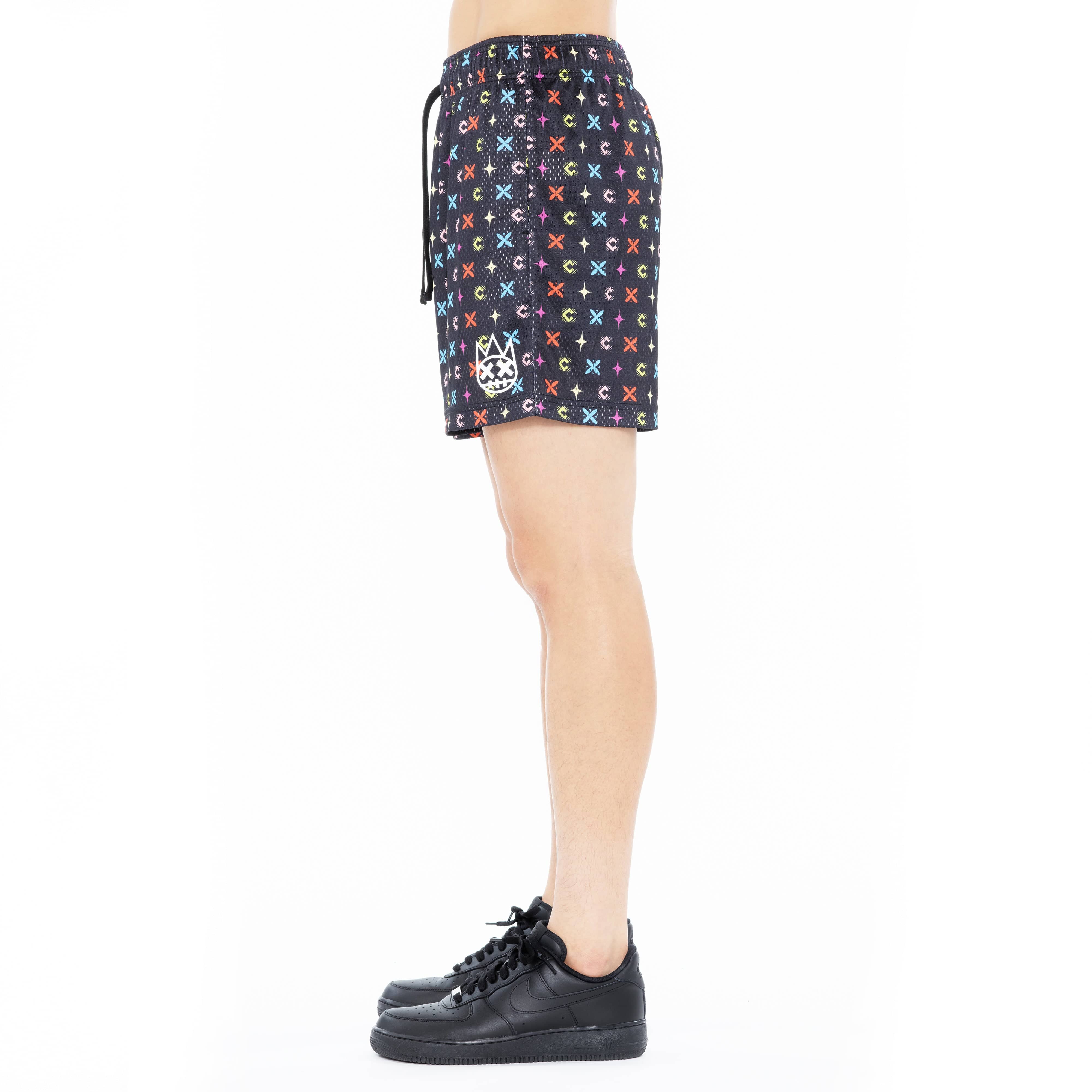 Cult's Mesh Shorts in Repeat Pattern Black