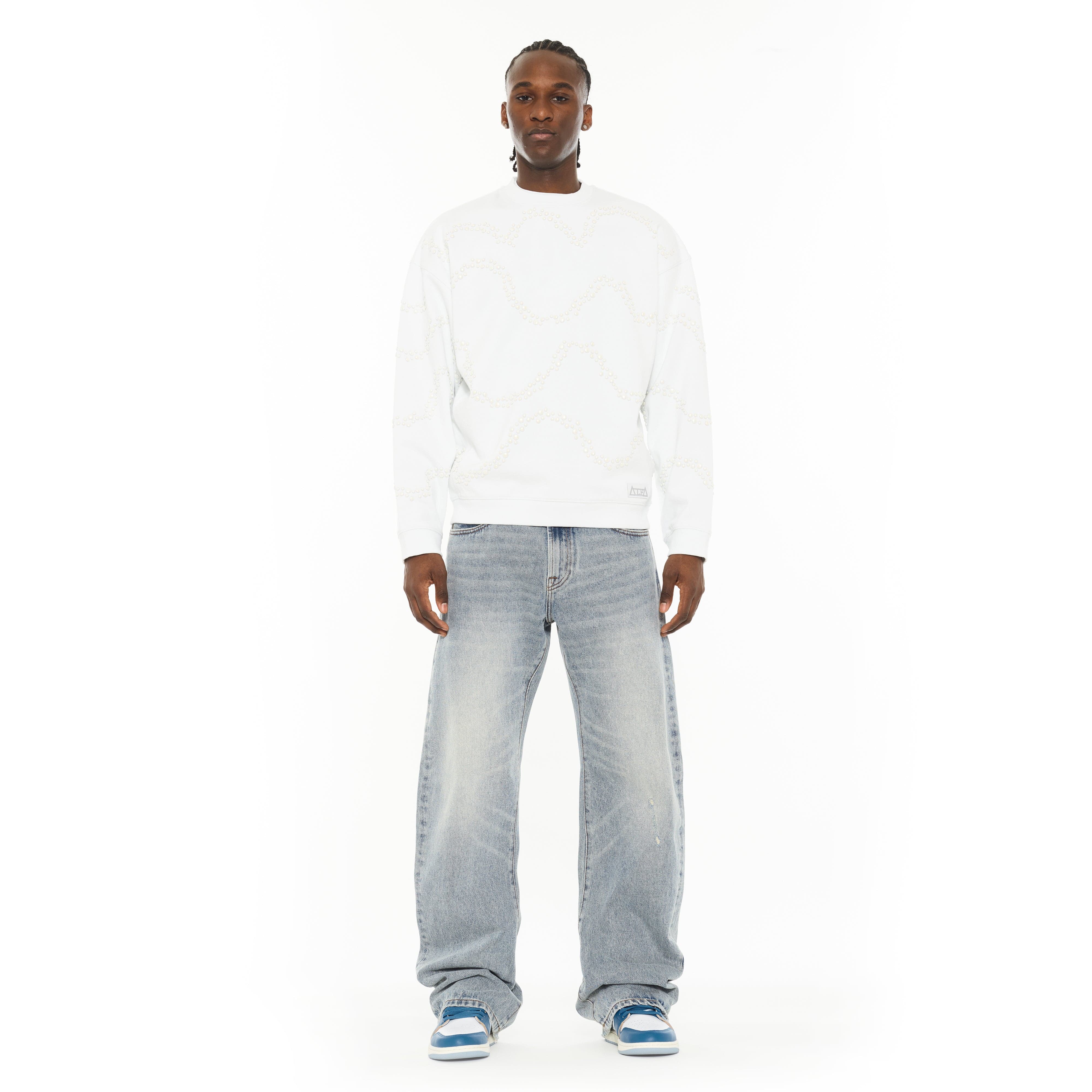 Cult x El Alfa Premium Crew Neck Fleece Sweatshirt in White