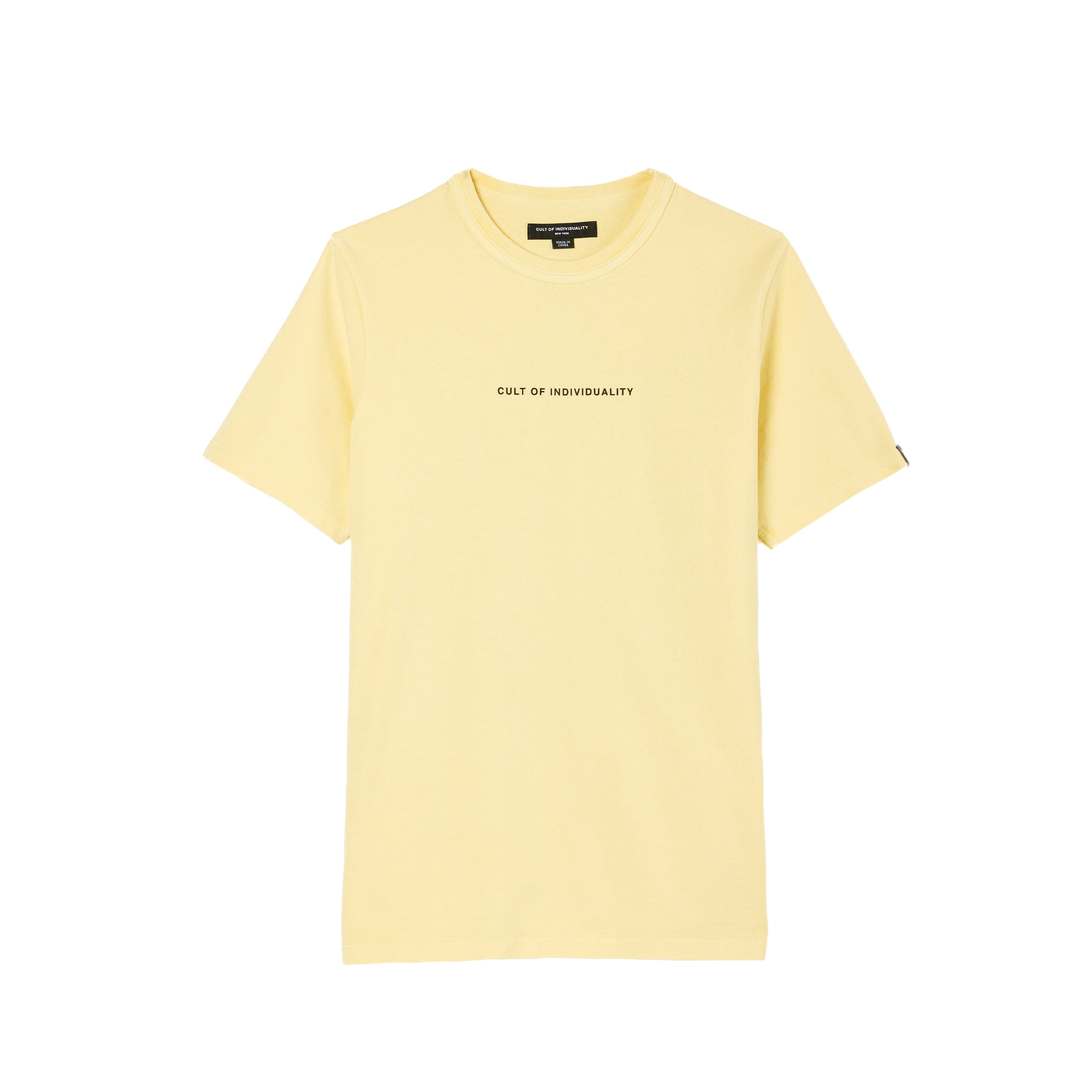 Cult's Heavyweight Short Sleeve Crew Neck Tee "Shimuchan" Logo in Banana