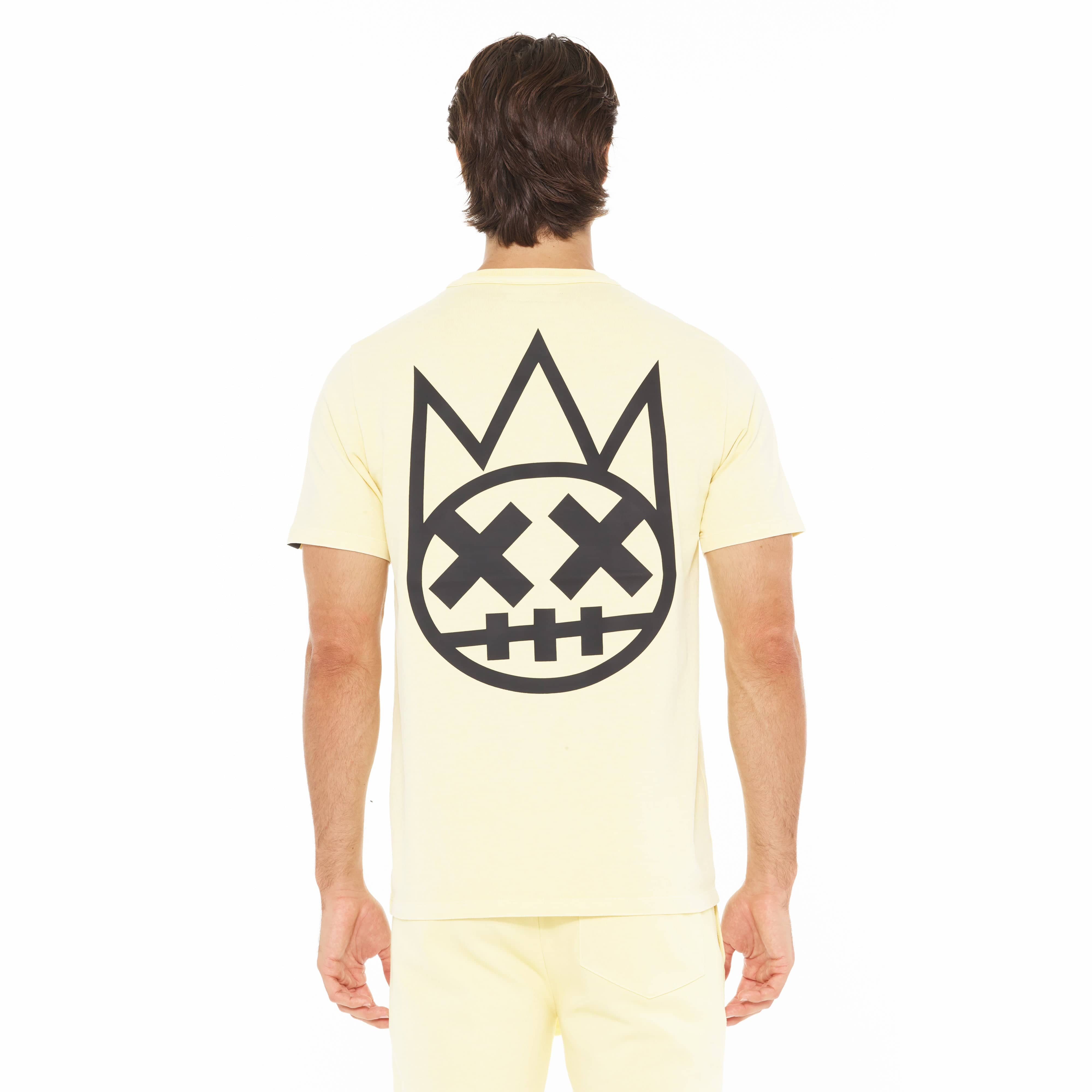 Cult's Heavyweight Short Sleeve Crew Neck Tee "Shimuchan" Logo in Banana