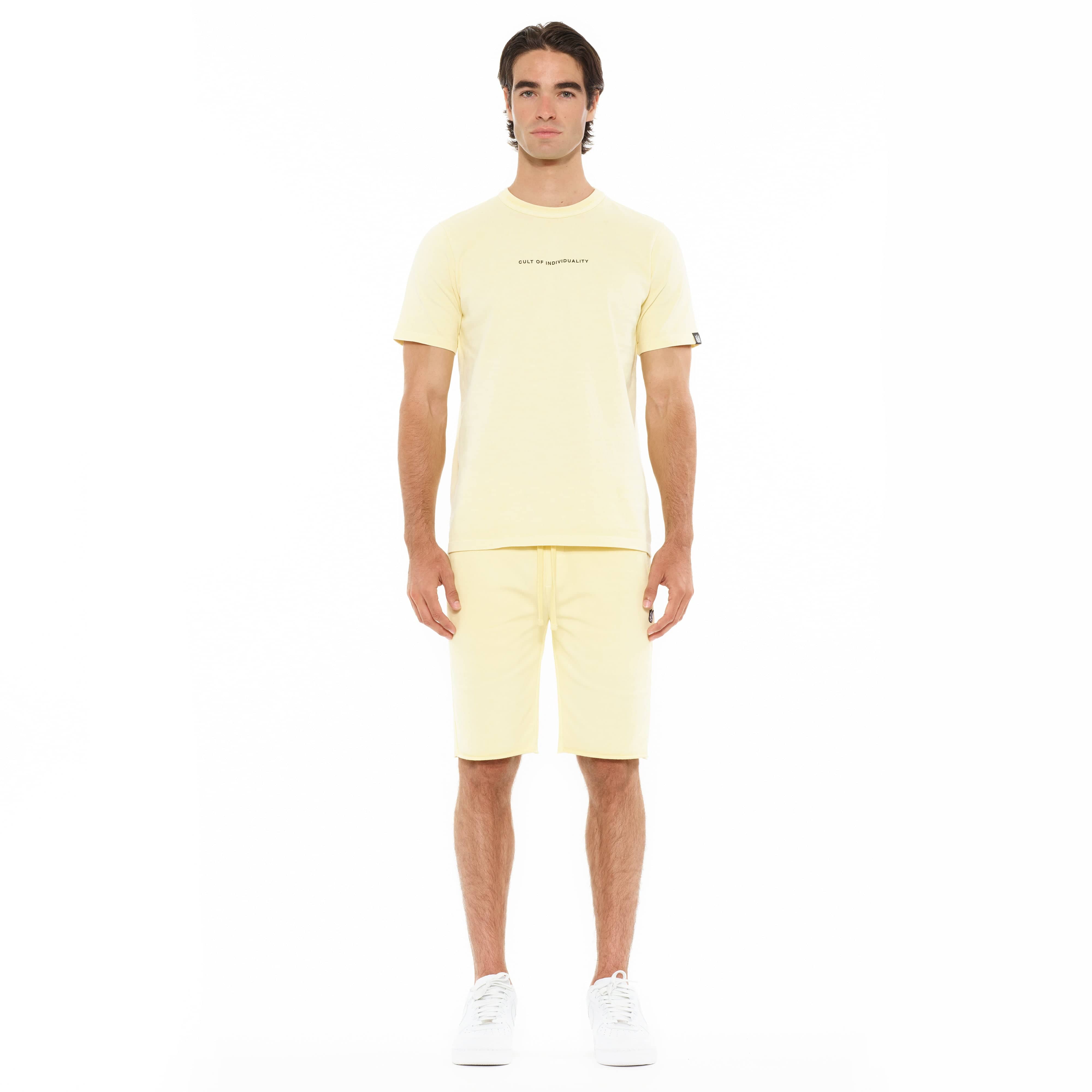 Cult's Heavyweight Short Sleeve Crew Neck Tee "Shimuchan" Logo in Banana