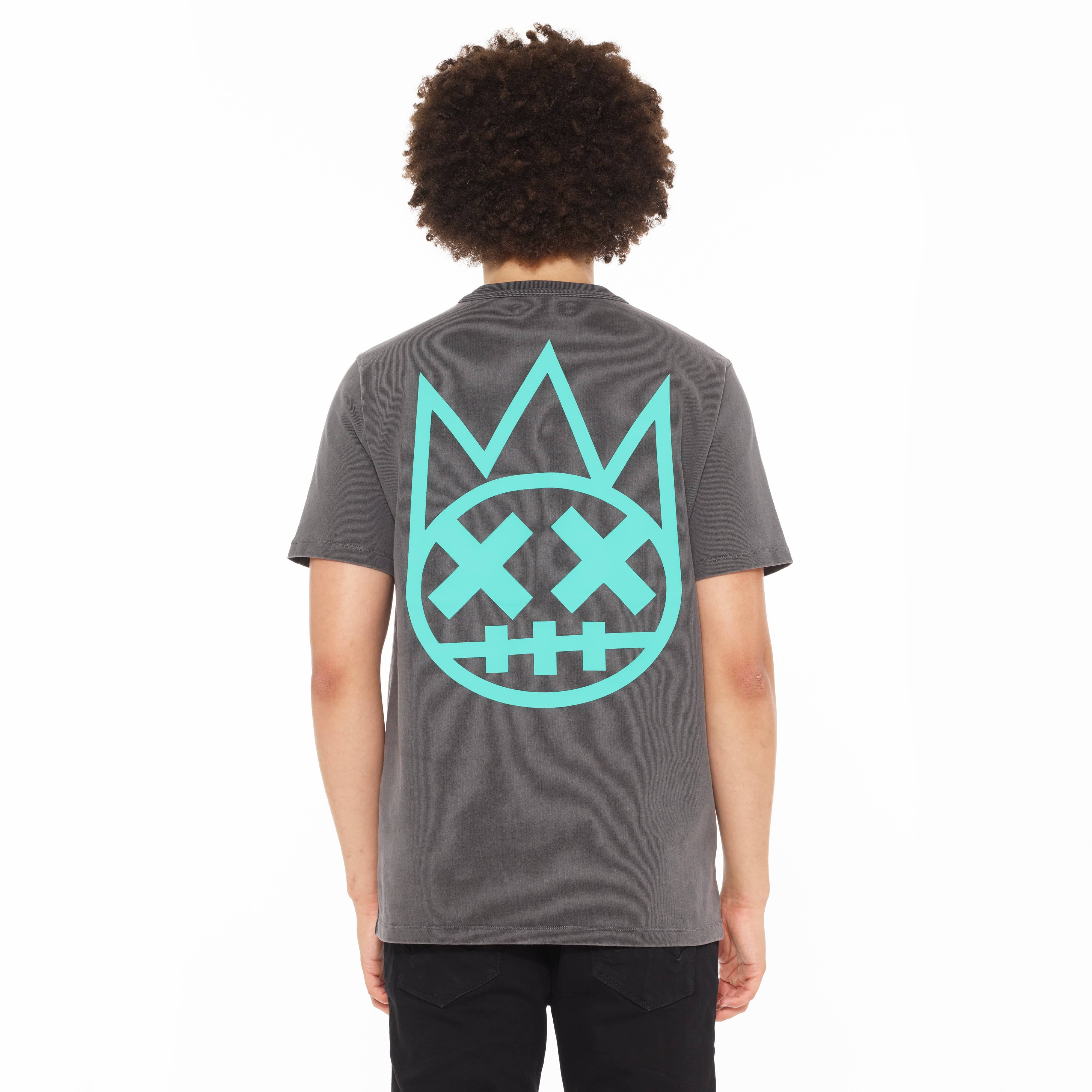 Cult's Heavyweight Short Sleeve Crew Neck Tee "Shimuchan" Logo in Steel