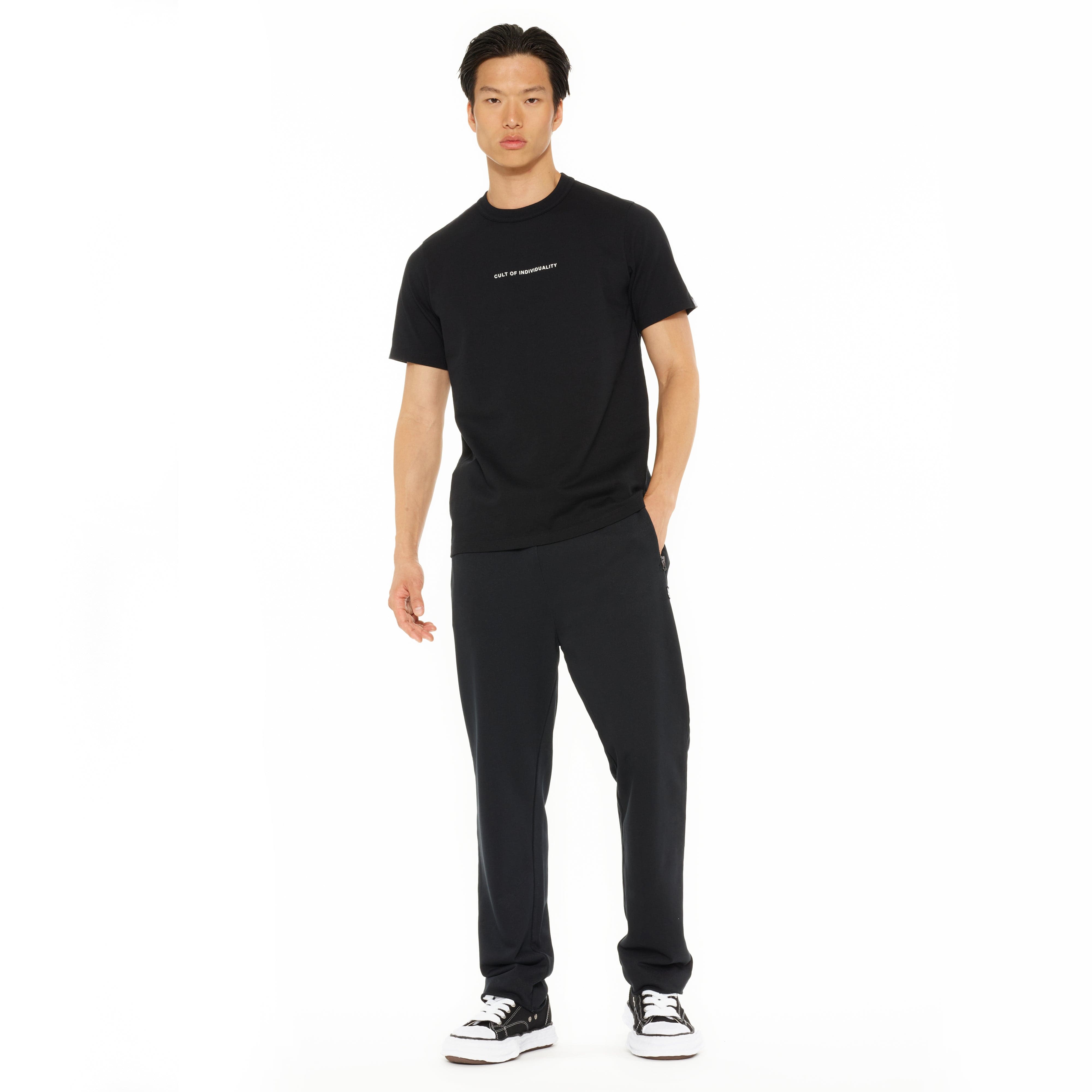 Cult's Heavyweight Short Sleeve Crew Neck Tee "Shimuchan" Logo in Black