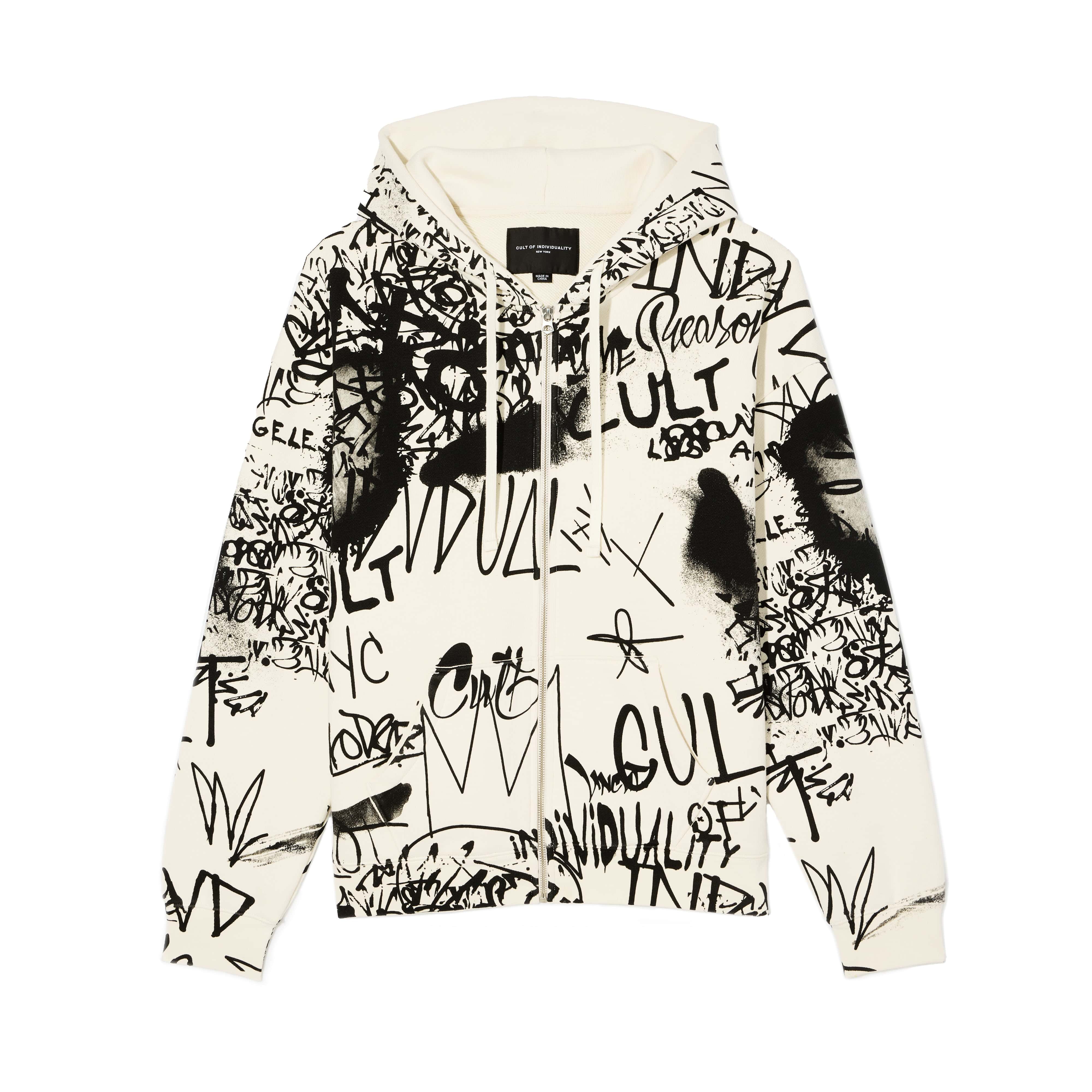 Cult's Zip Novelty Hoody in Winter White