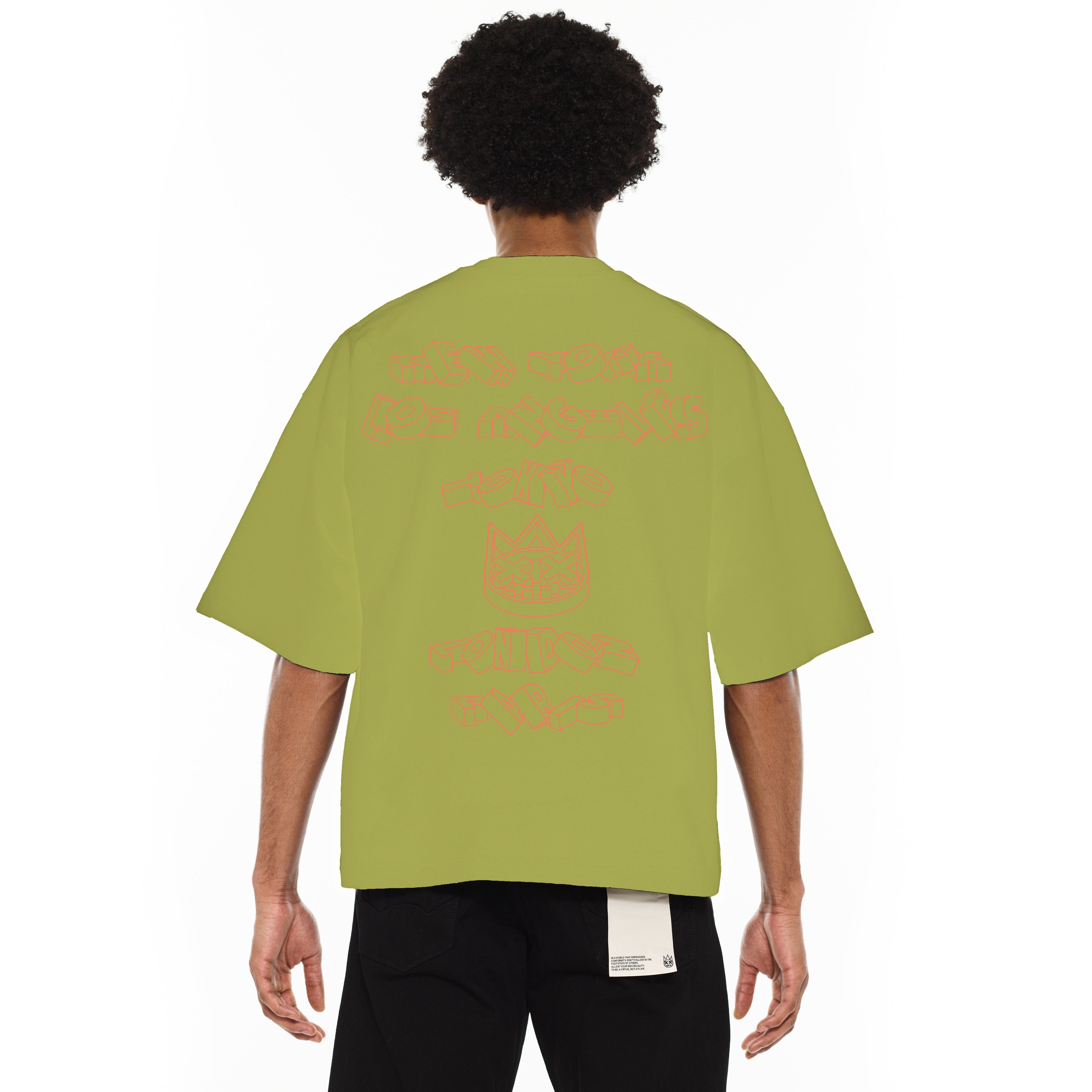 Cult's Oversized Heavyweight Boxy Fit Short Sleeve Crew Neck Tee "Cult Stacked" in Green Oasis