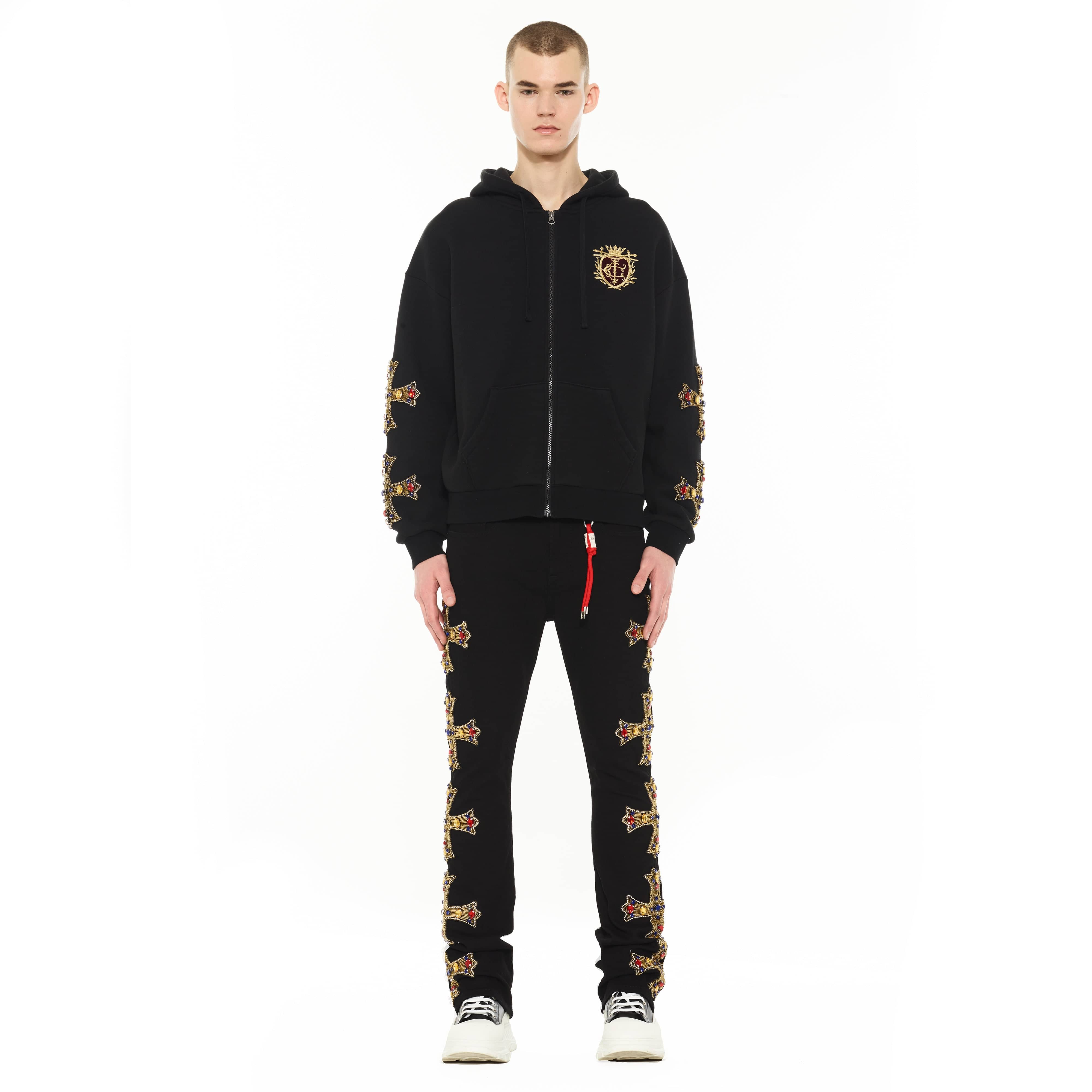Cult's Zip Novelty Hoody "Family Crest" in Black