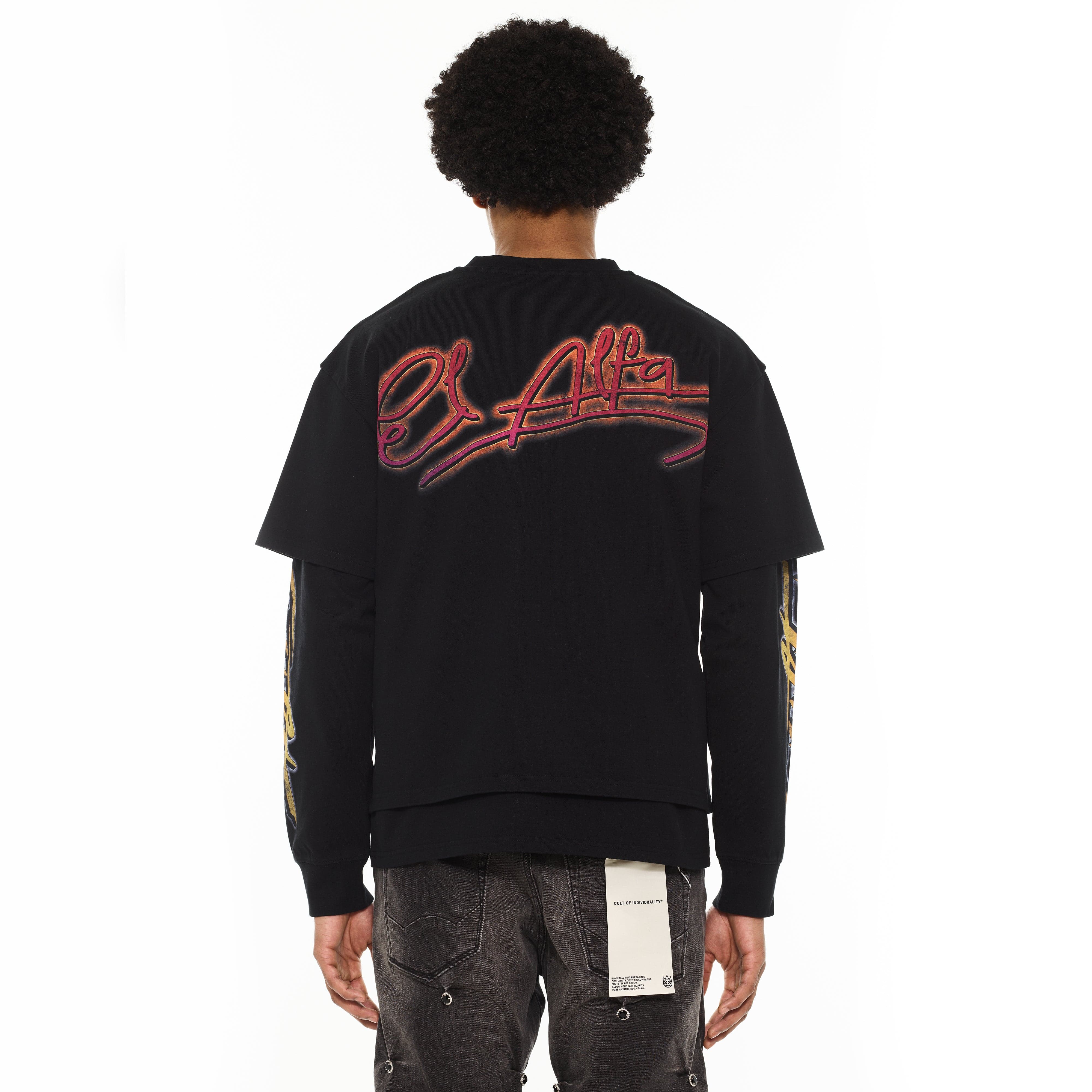 Cult x El Alfa Premium Long Sleeve Thermal Shirt "Cobra" in Black