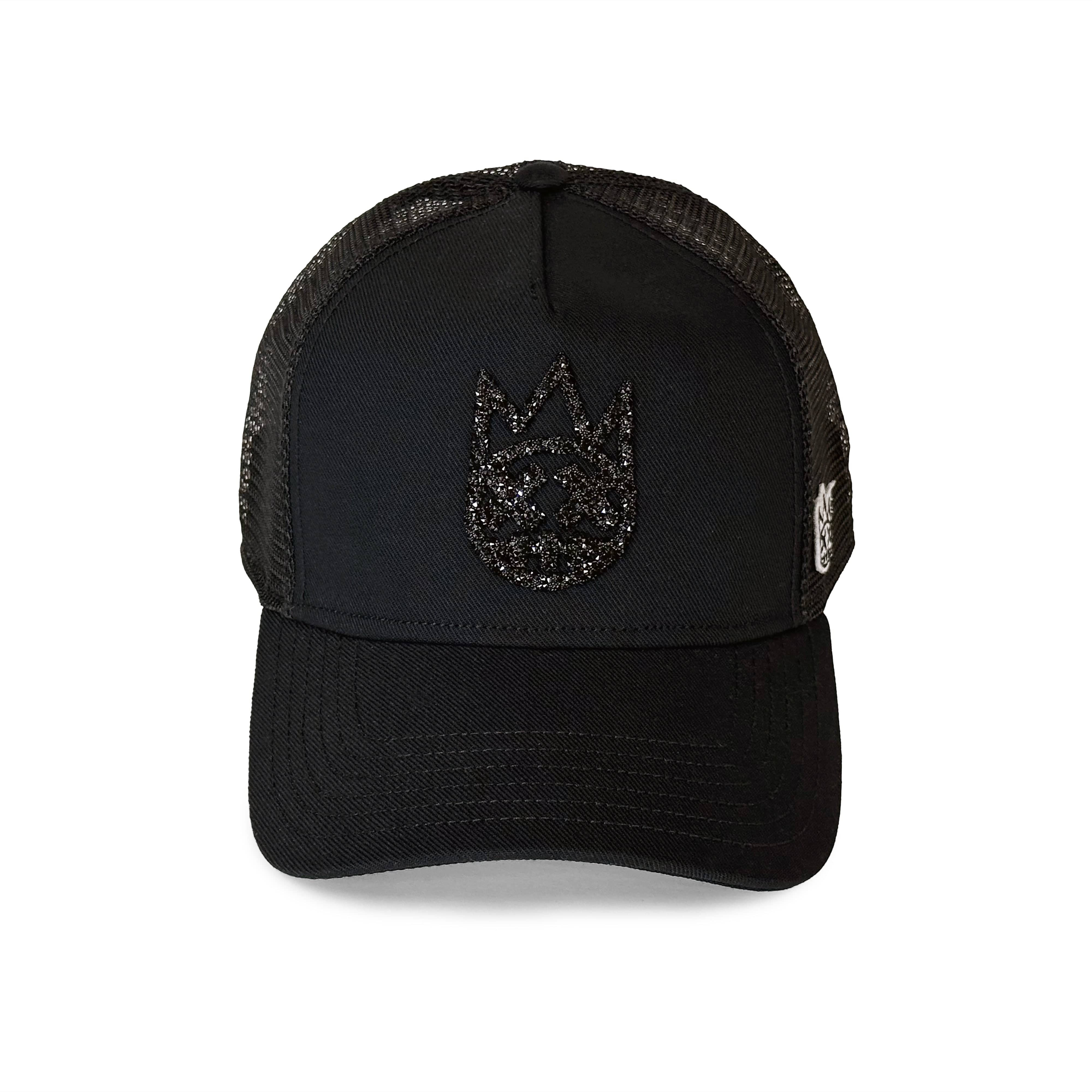 Cult's Crystal Logo Mesh Back Trucker Hat in Black