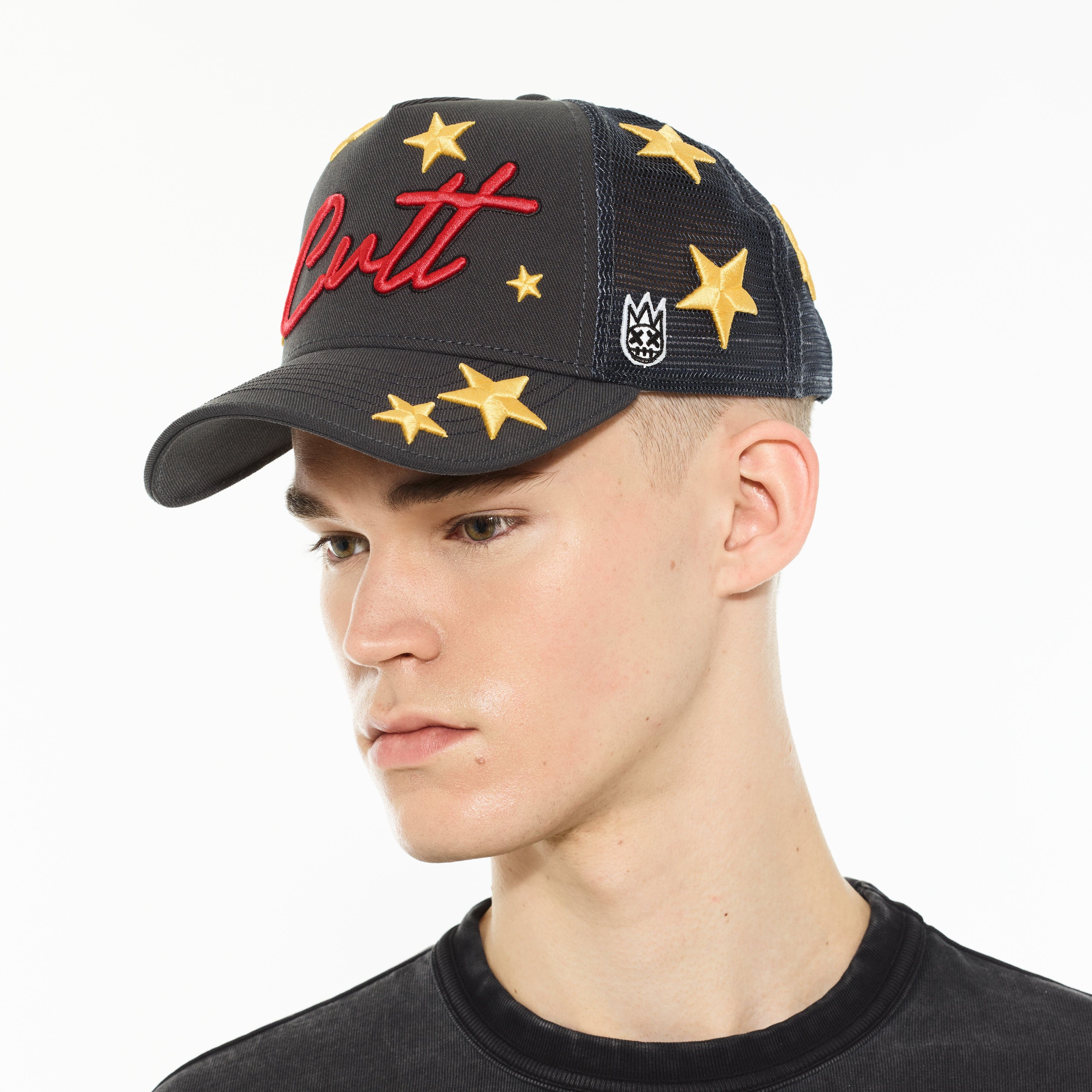 Cult's Logo Mesh Back Trucker Hat "Cherubs" in Steel
