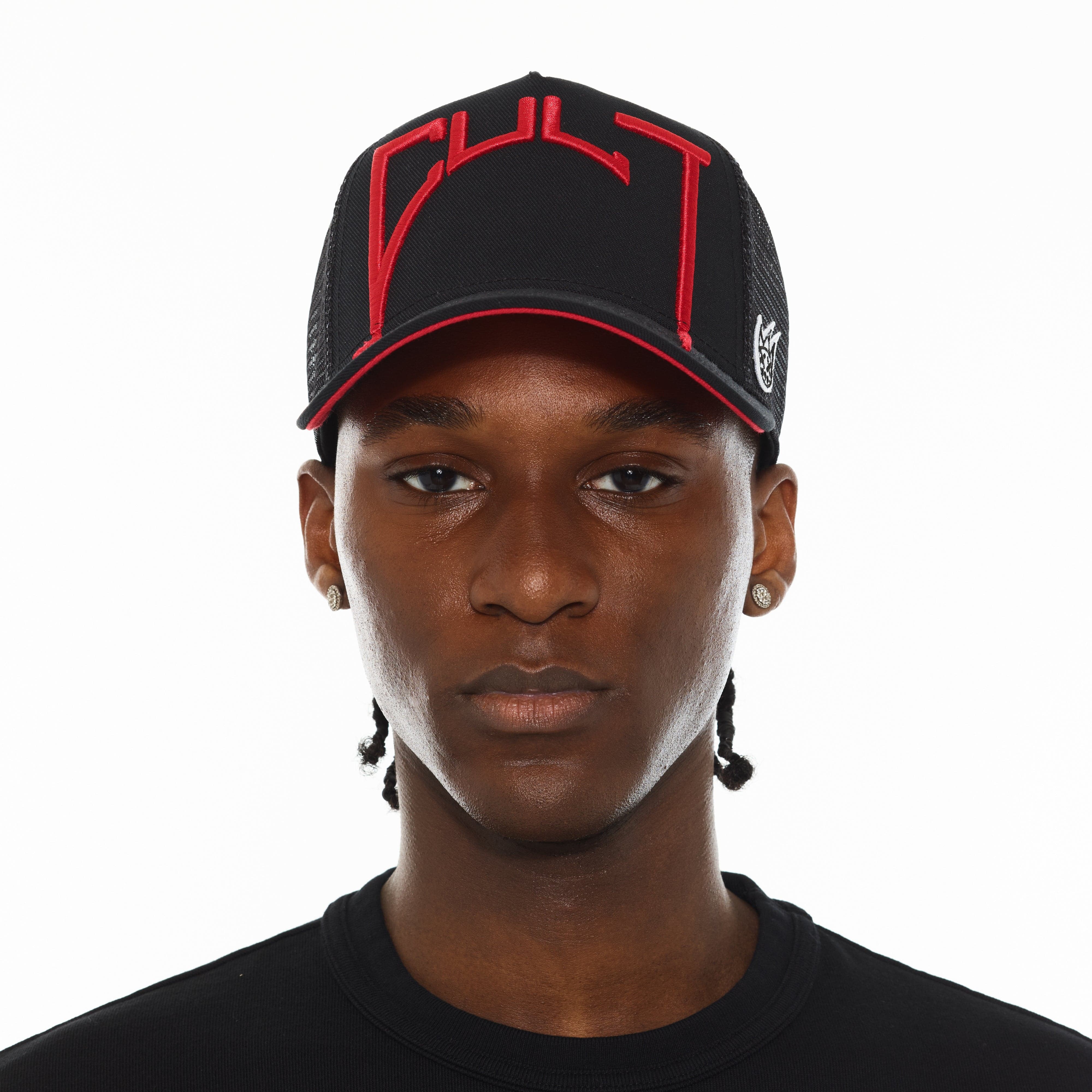 Cult's Logo Mesh Back Trucker Hat "Cult Arch" in Black