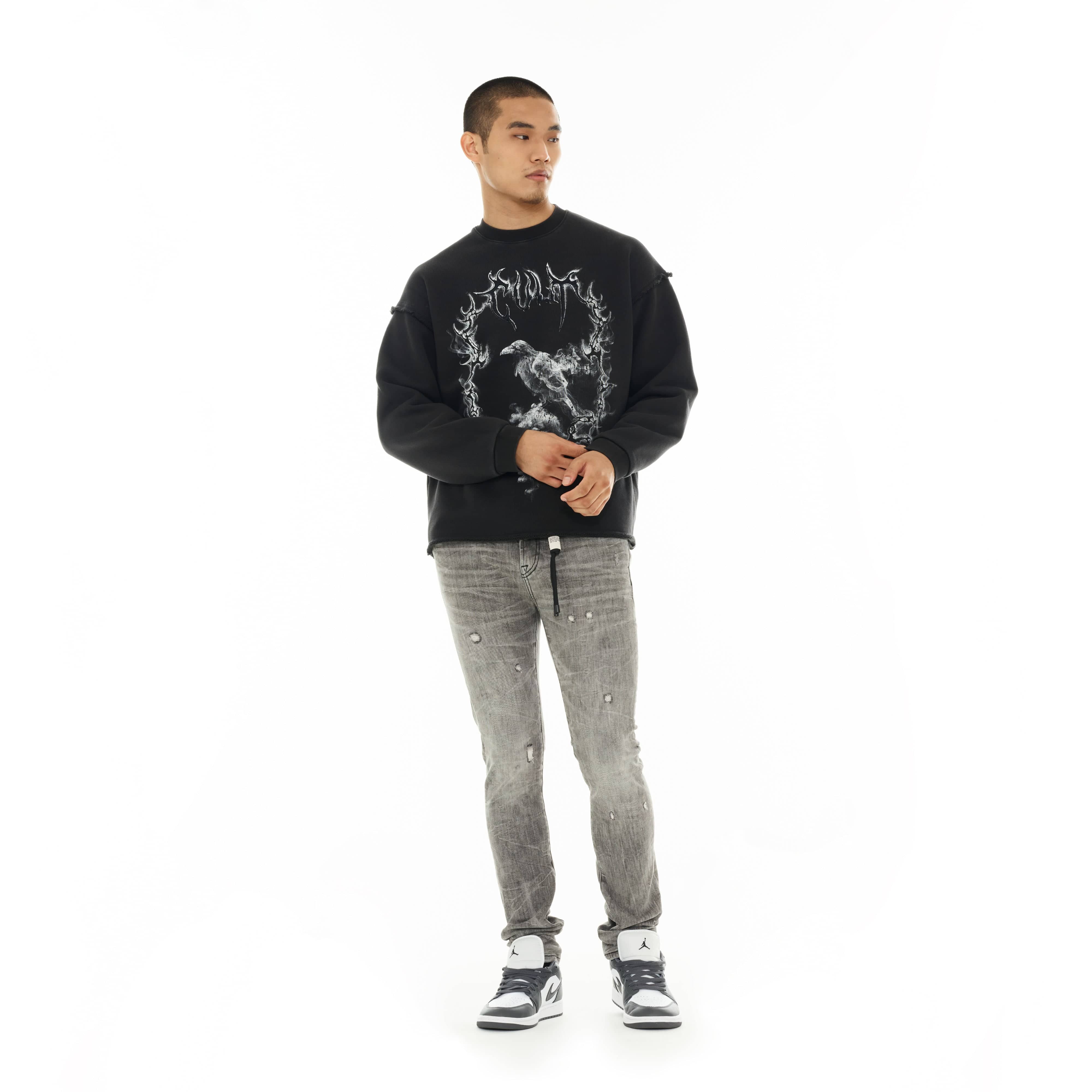 Cult's Novelty Fleece Crew Sweatshirt in Vintage Charcoal