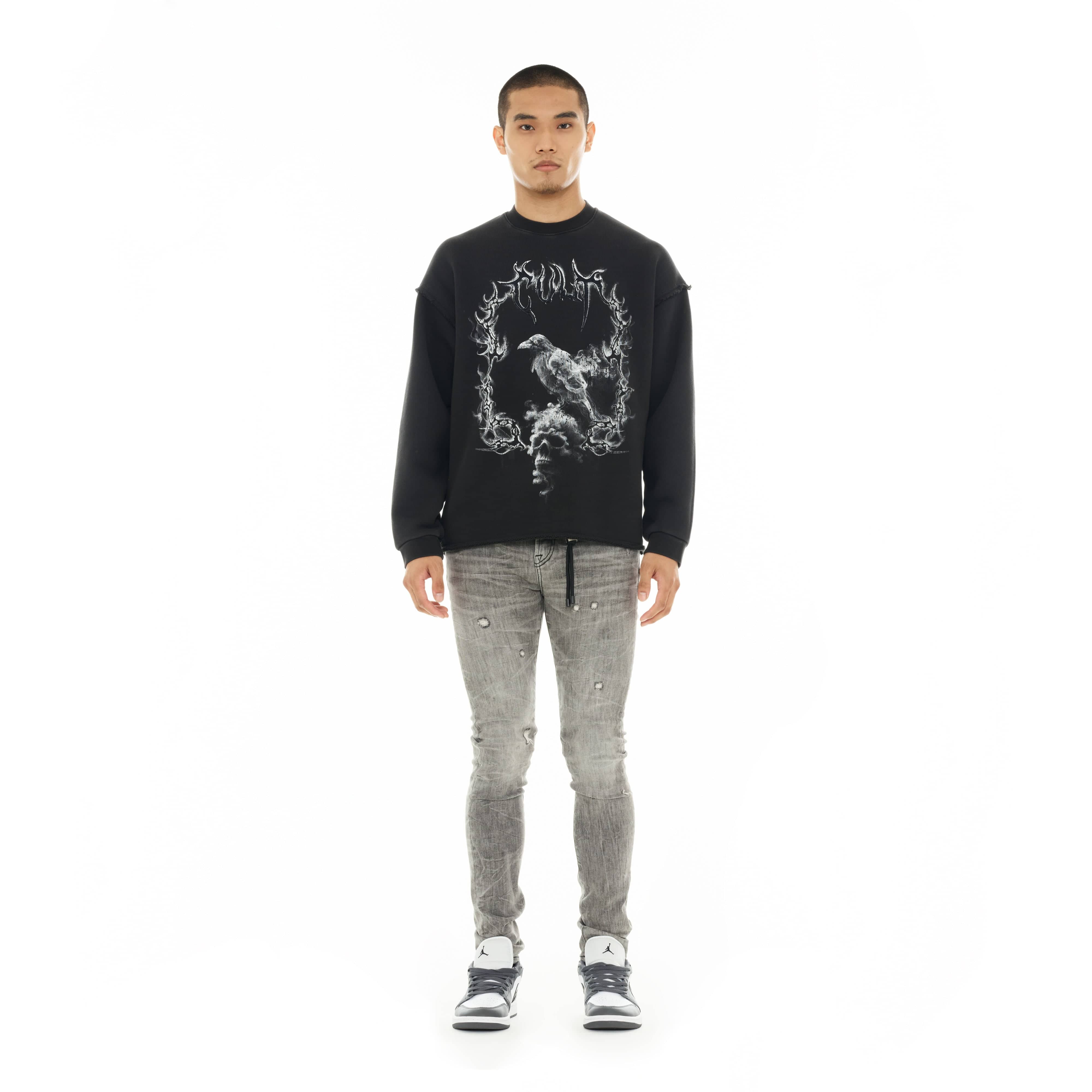 Cult's Novelty Fleece Crew Sweatshirt in Vintage Charcoal