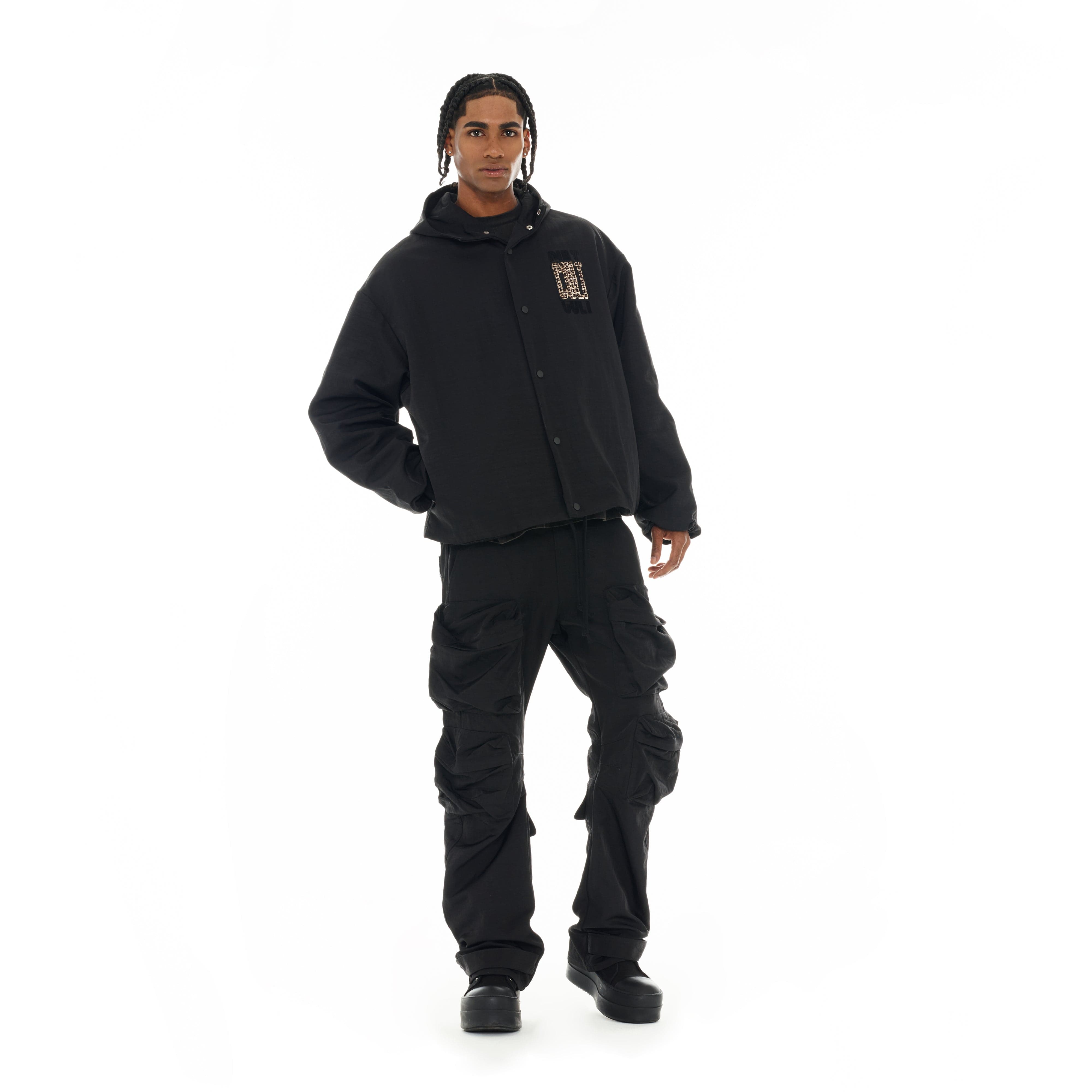 Cult's Oversized Coaches Jacket in Black Nylon